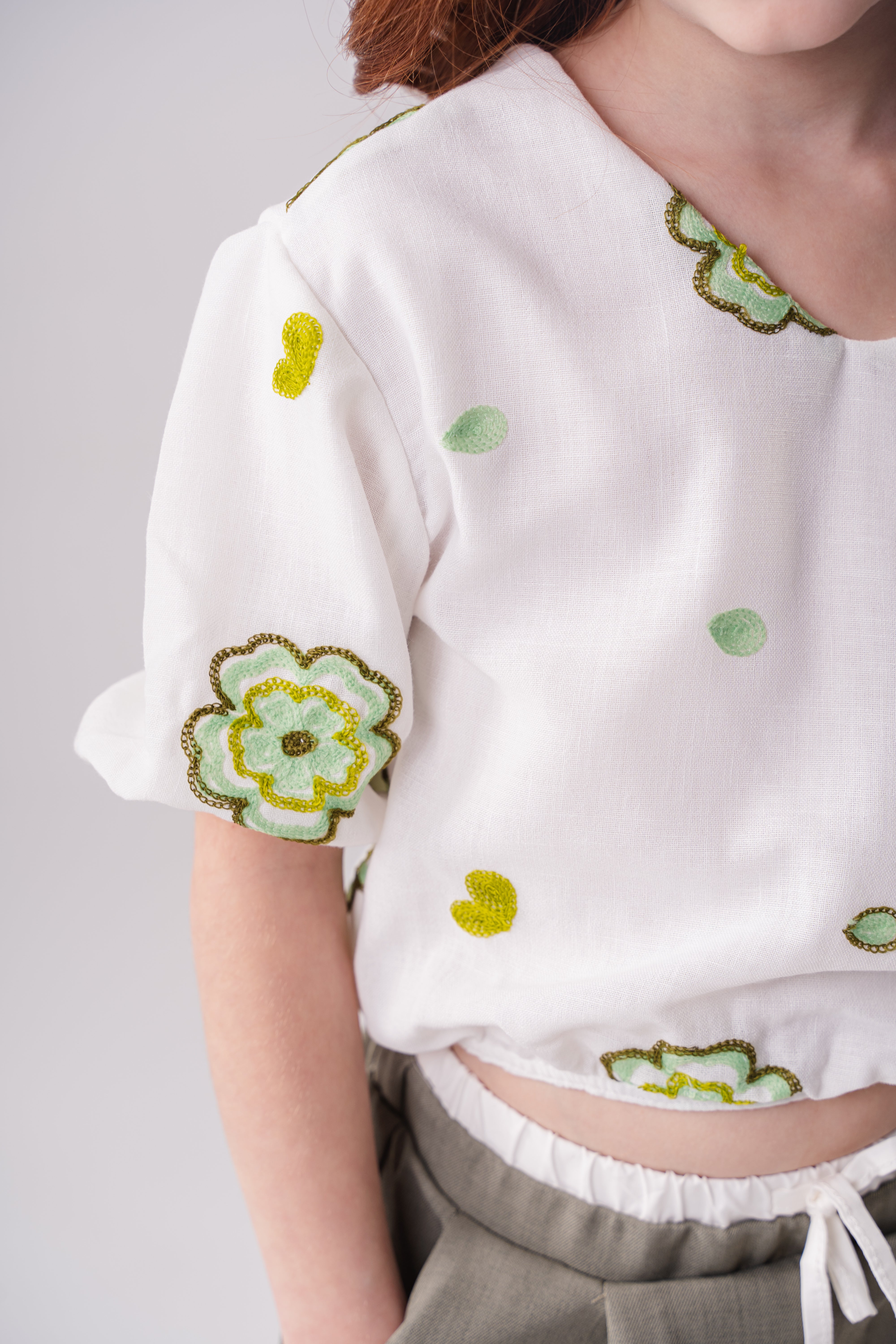 Girls Floral V Neck Blouse