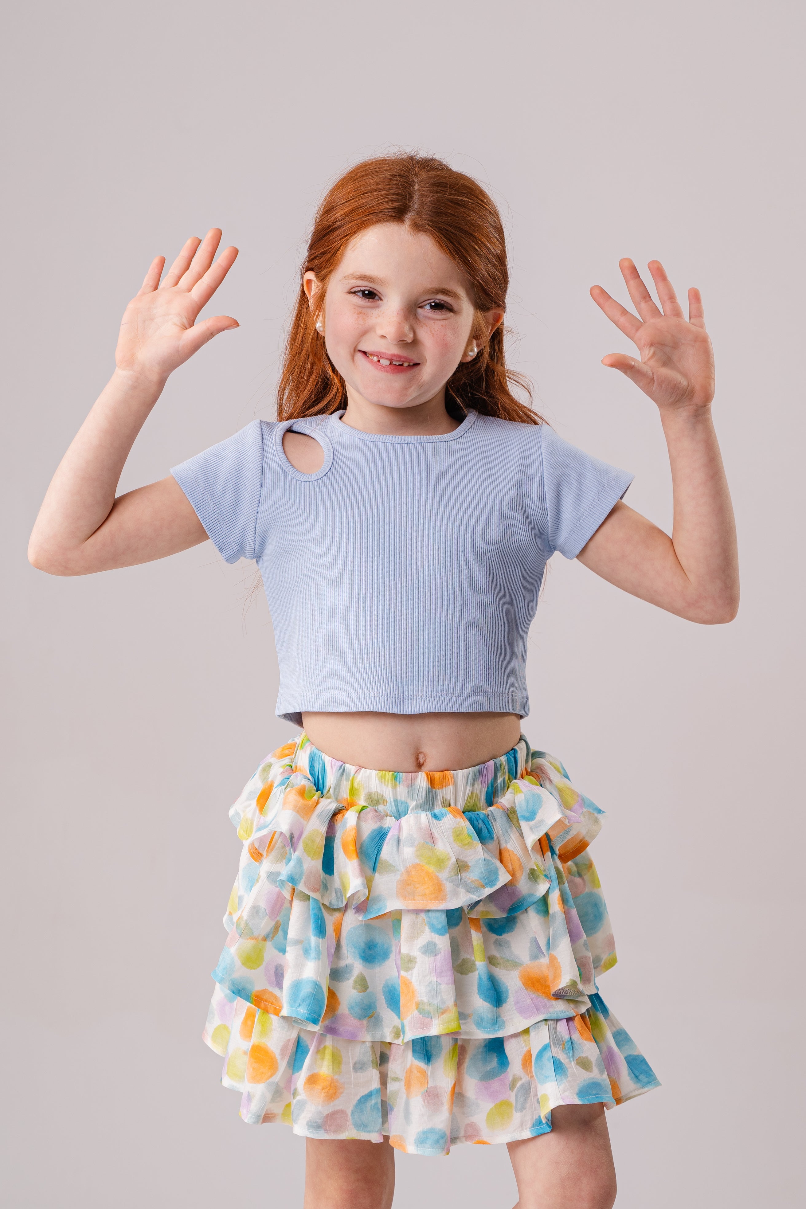 Girls Cropped Cut-Out T-Shirt