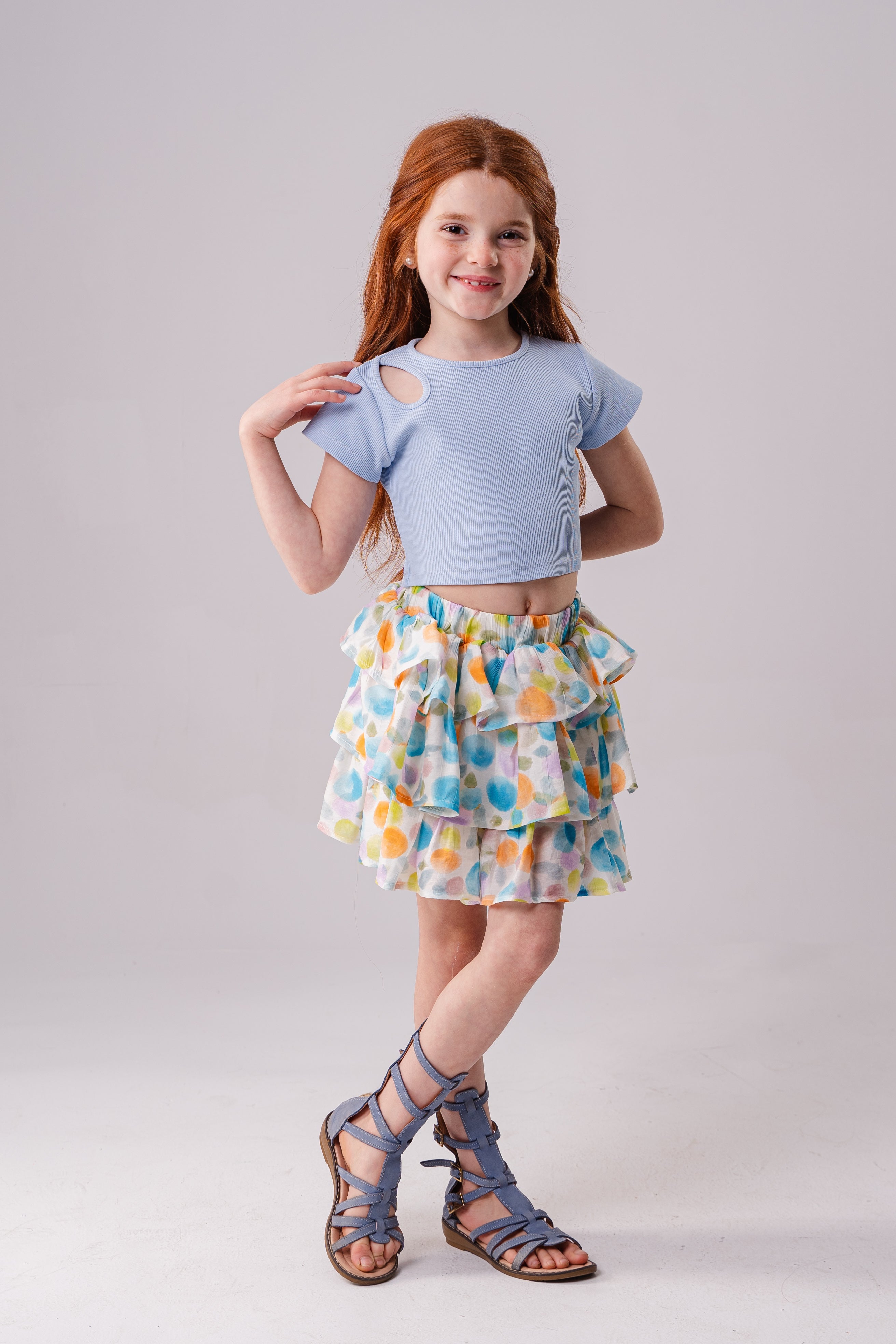 Girls Cropped Cut-Out T-Shirt