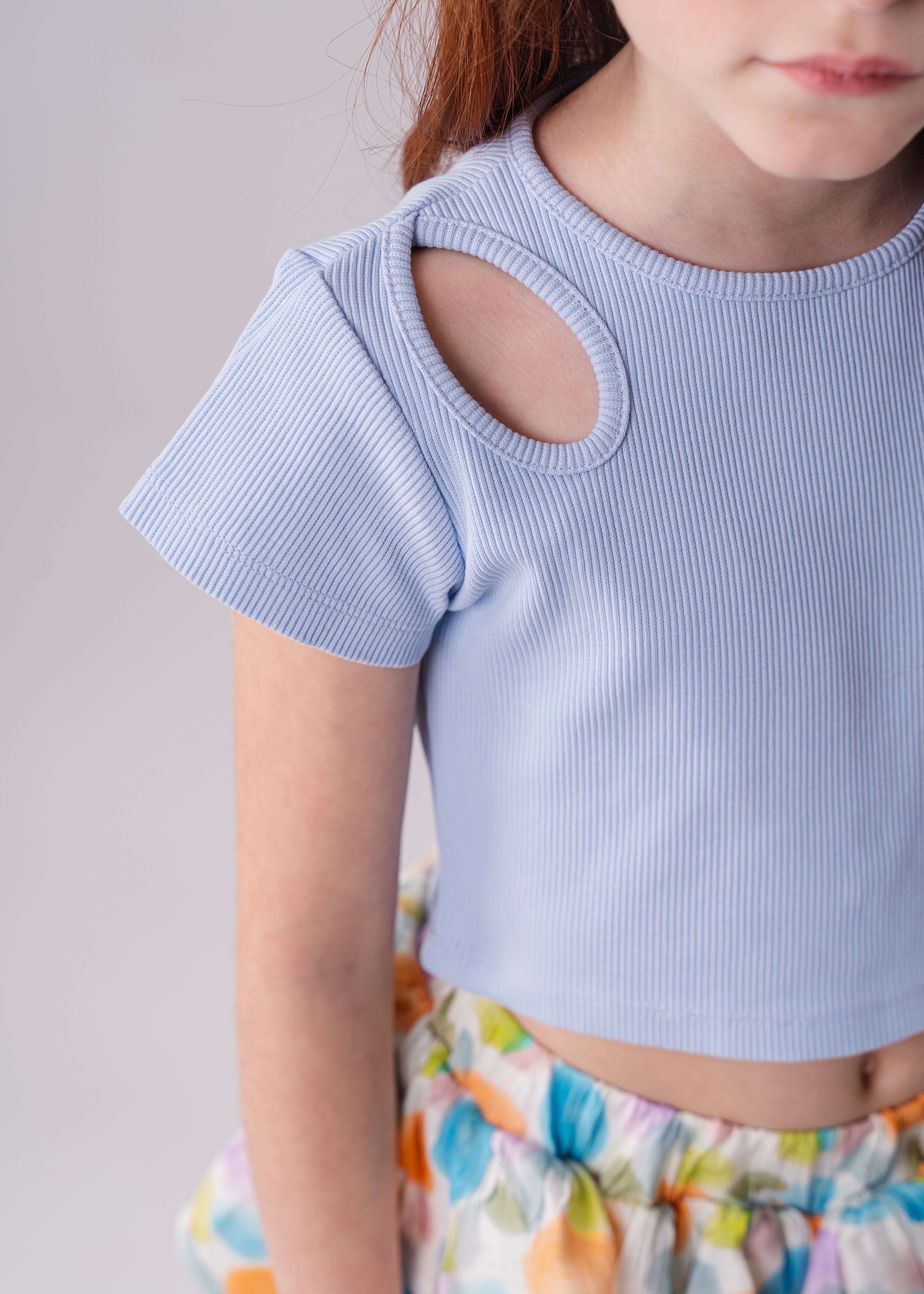 Girls Cropped Cut-Out T-Shirt