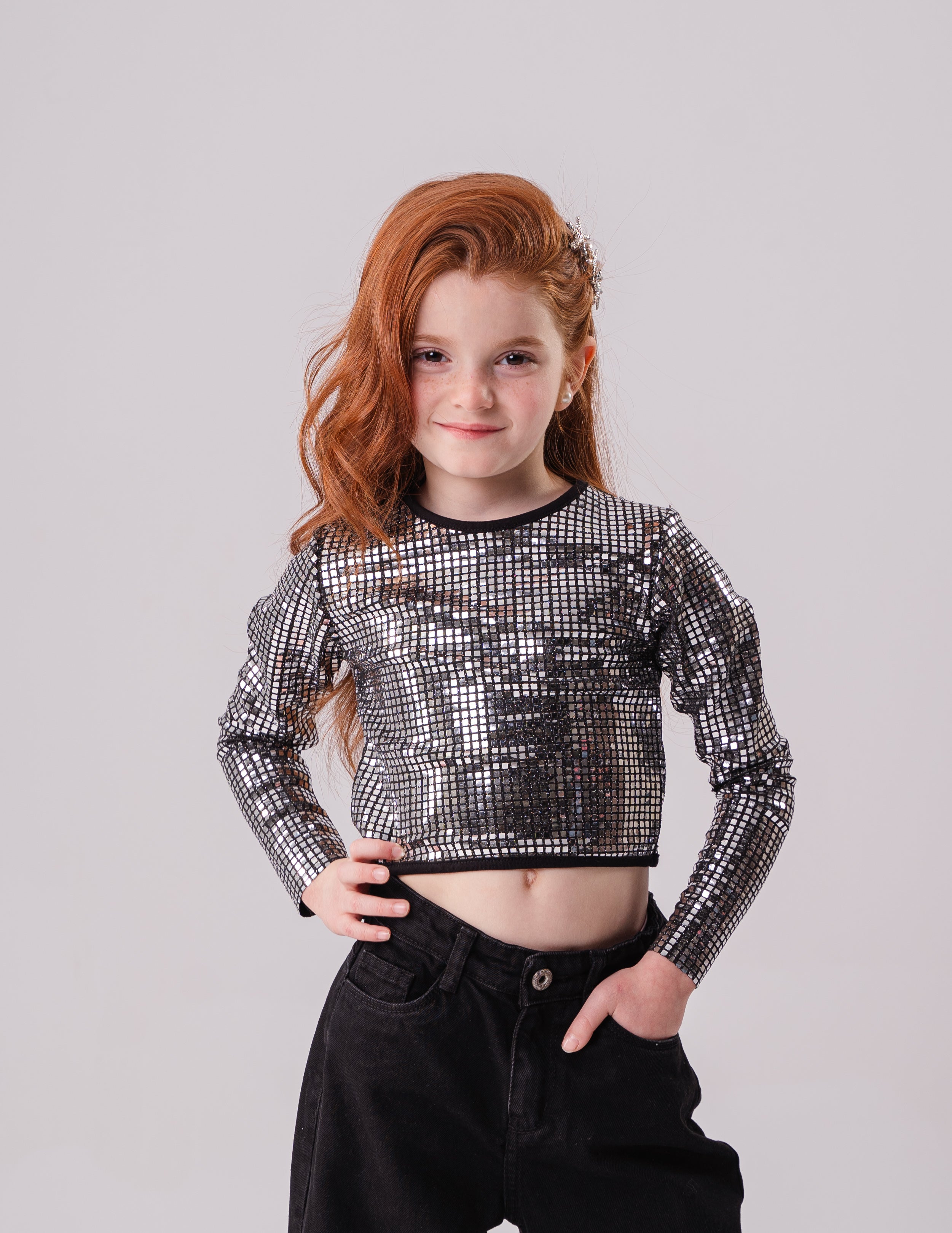 Girls Long Sleeve Disco Shirt