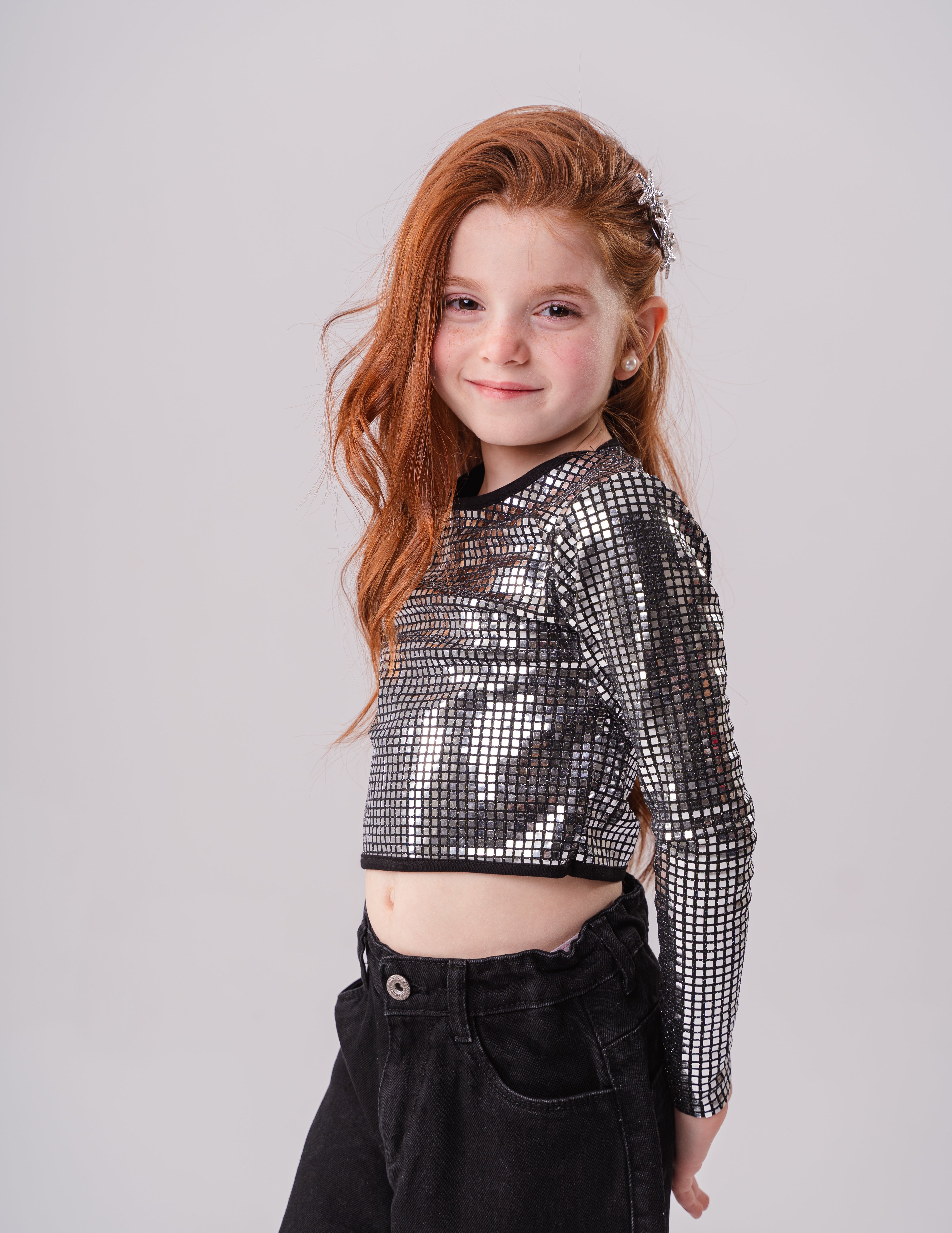 Girls Long Sleeve Disco Shirt