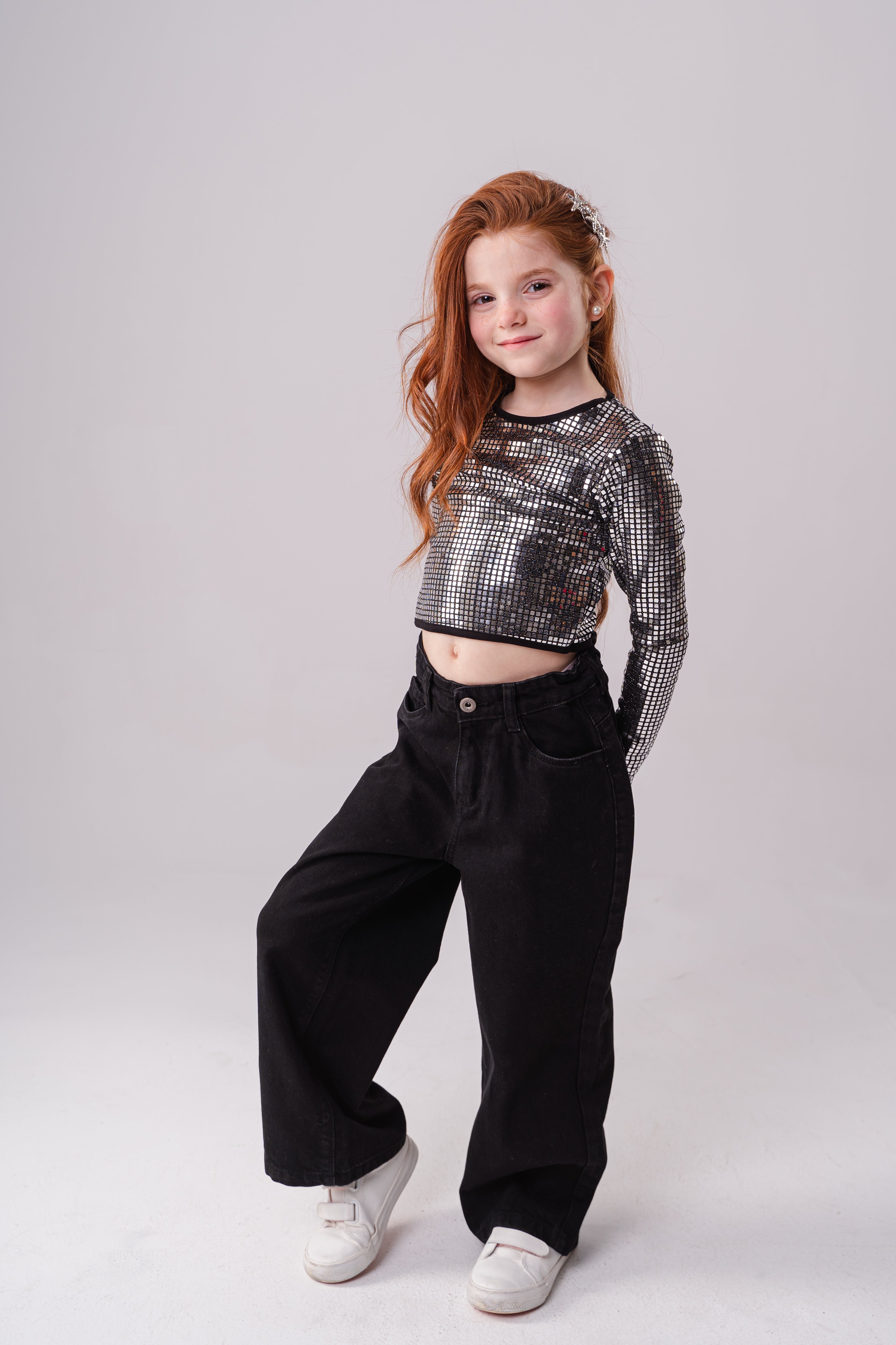 Girls Long Sleeve Disco Shirt