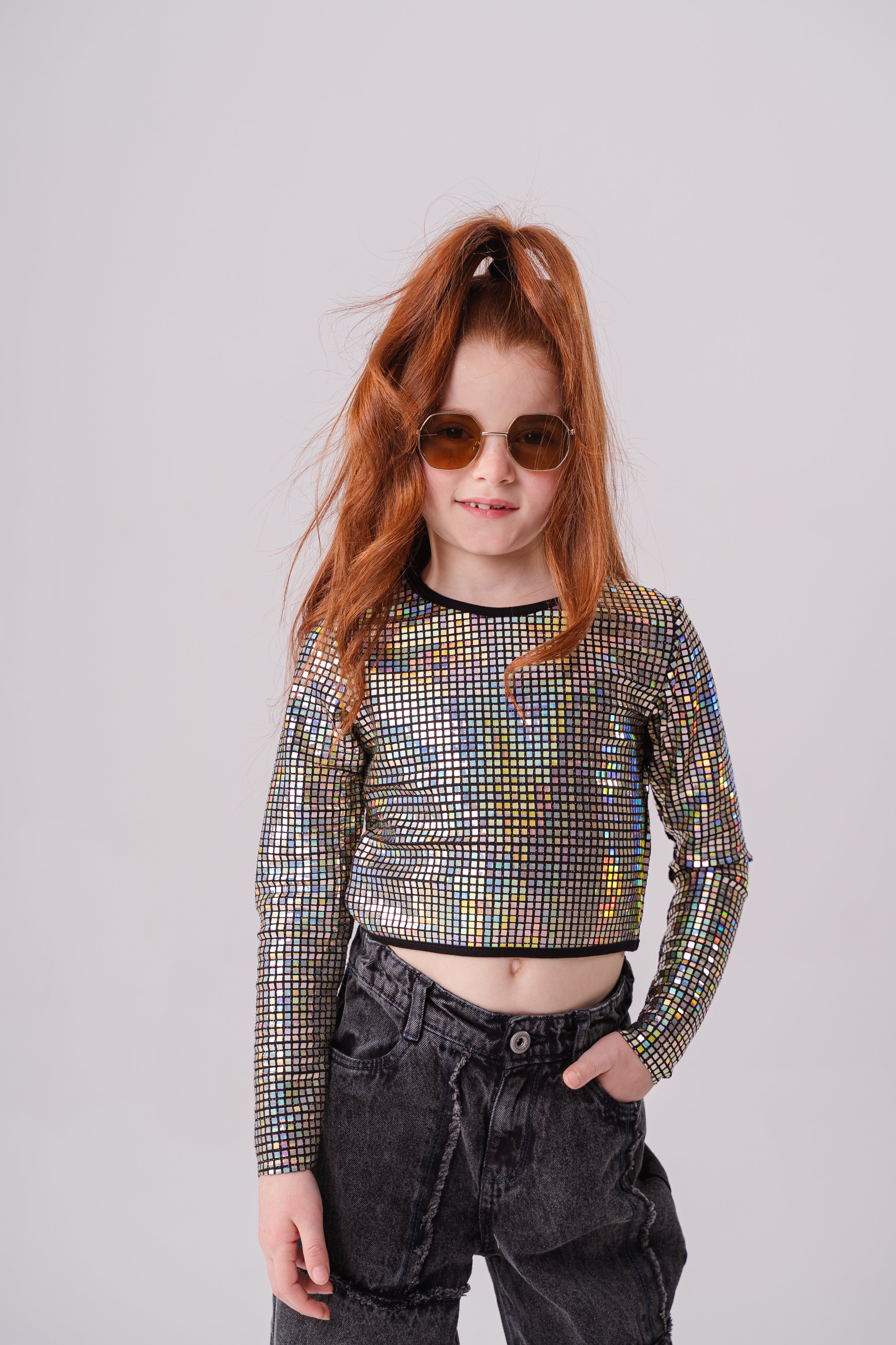 Girls Long Sleeve Disco Shirt