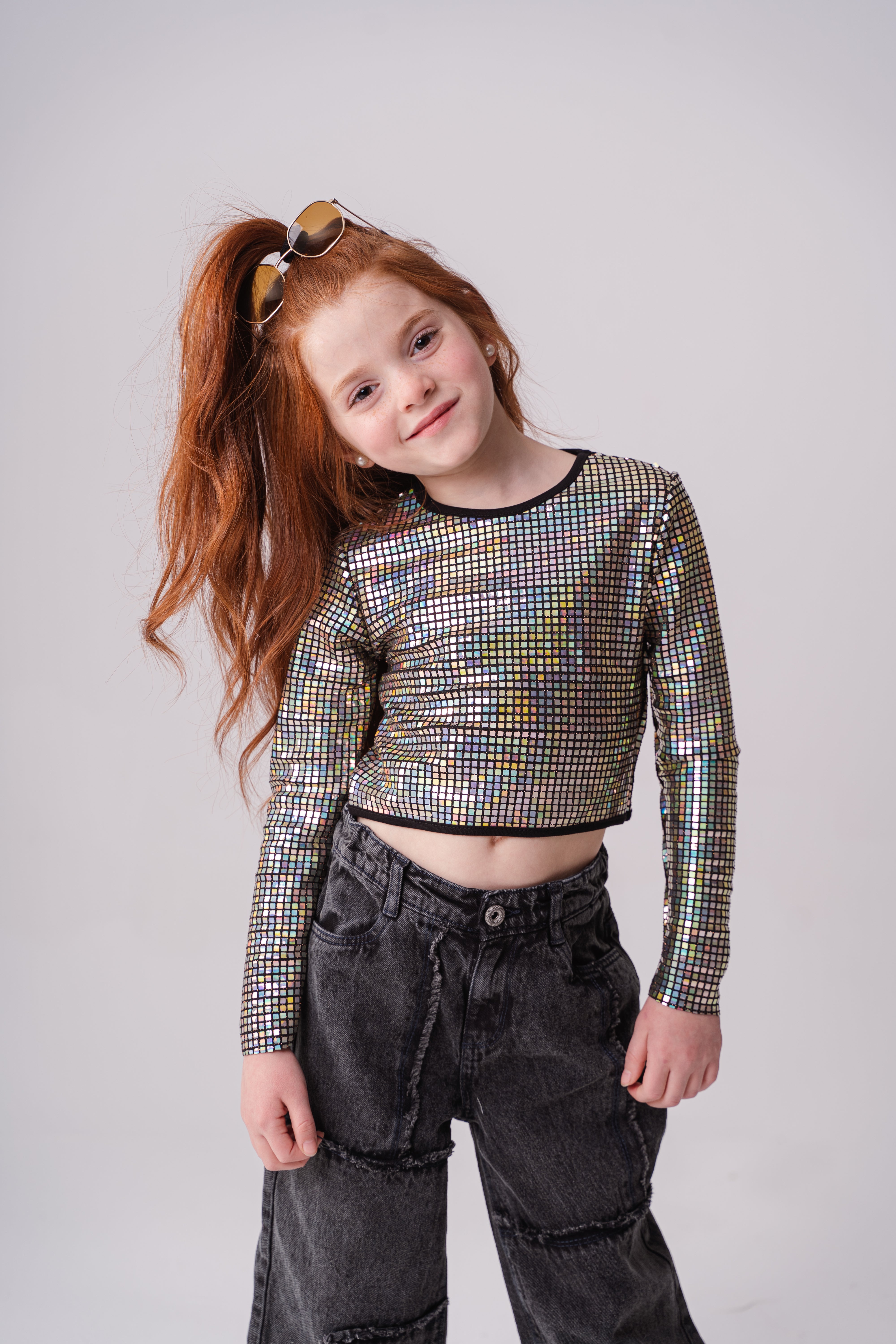 Girls Long Sleeve Disco Shirt