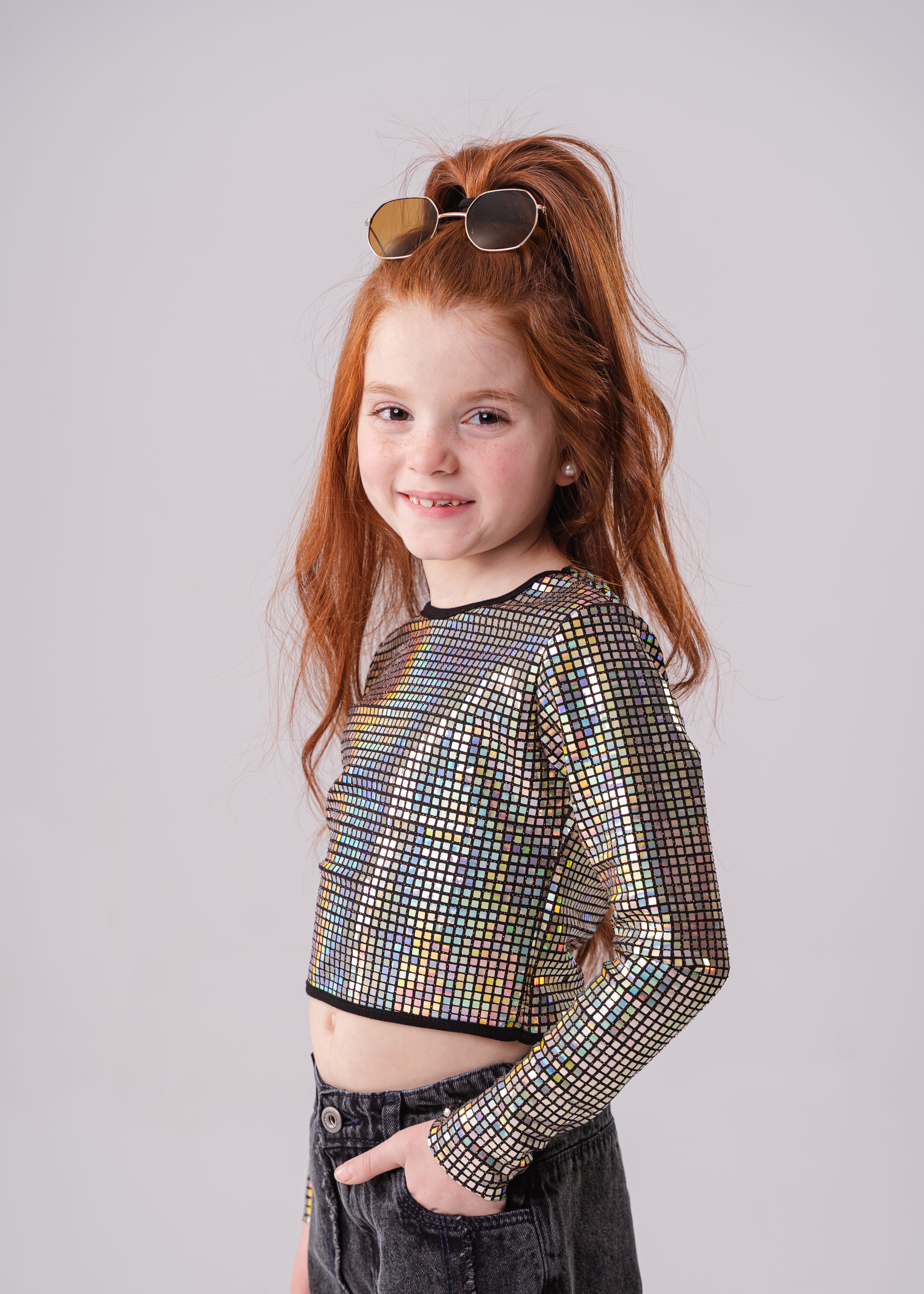 Girls Long Sleeve Disco Shirt