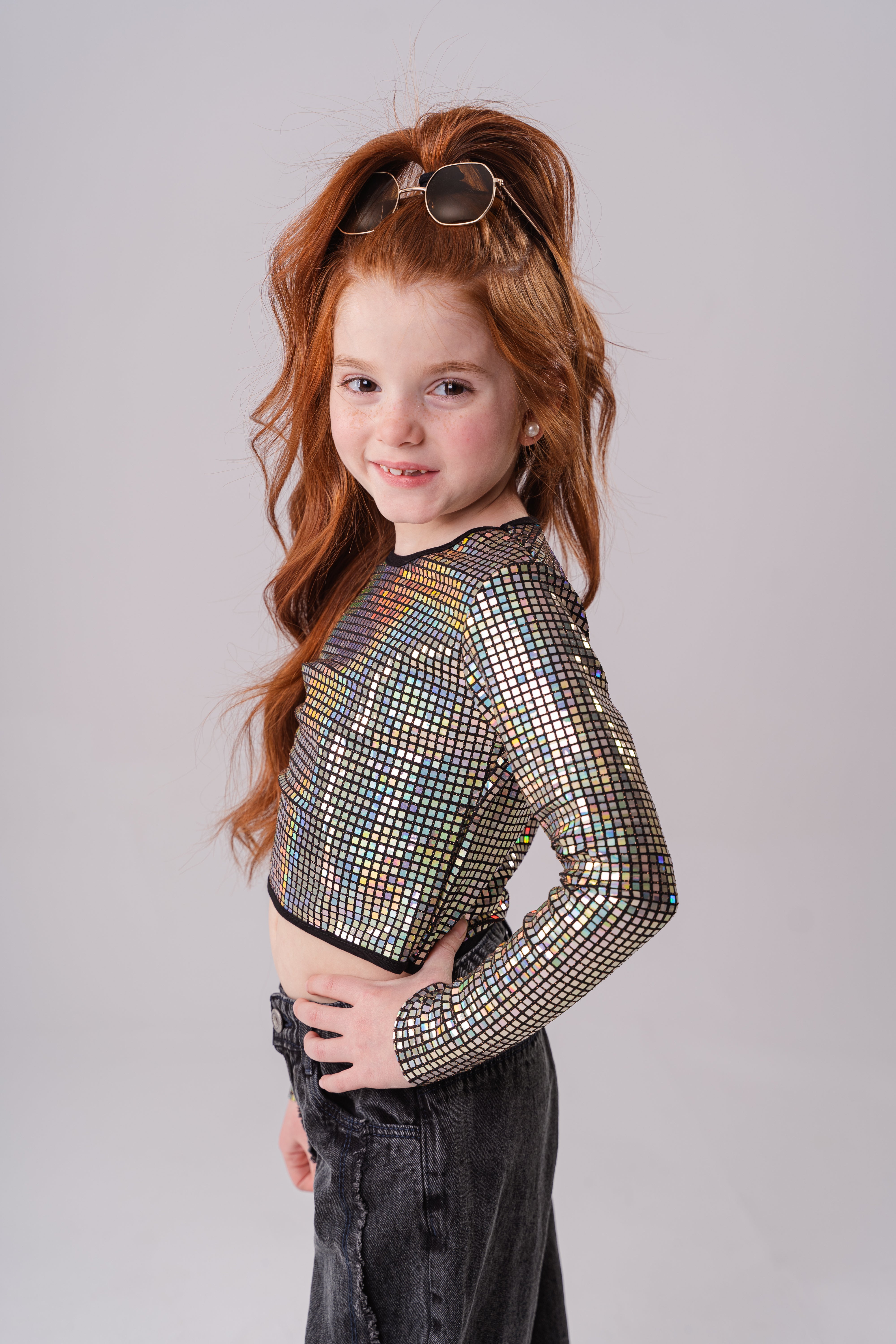 Girls Long Sleeve Disco Shirt