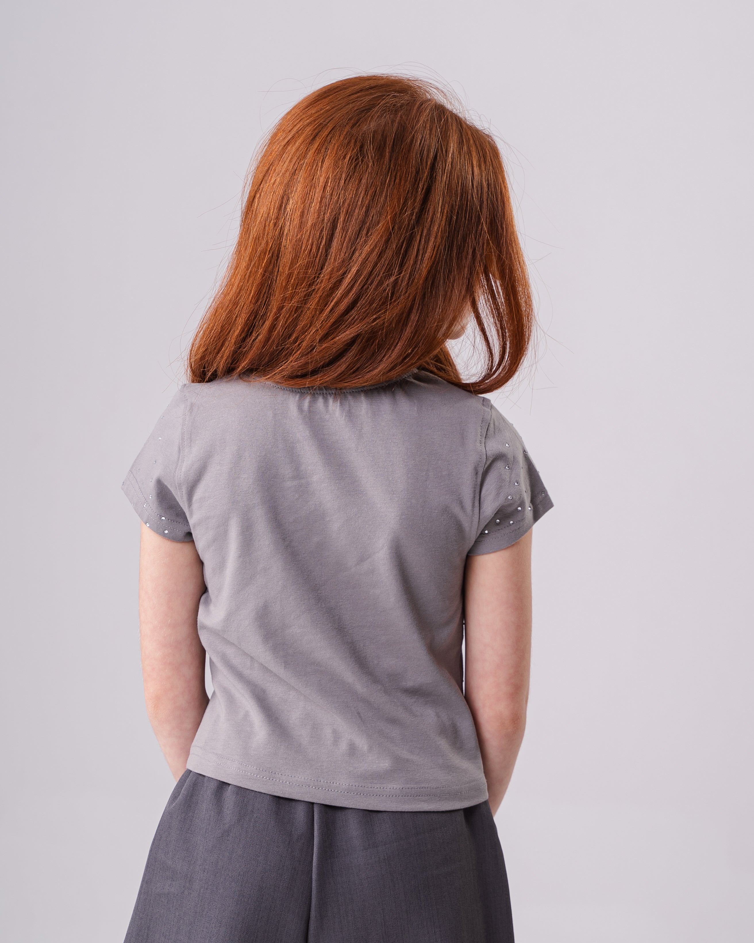 Girls T-shirt Studded With Rhinestones