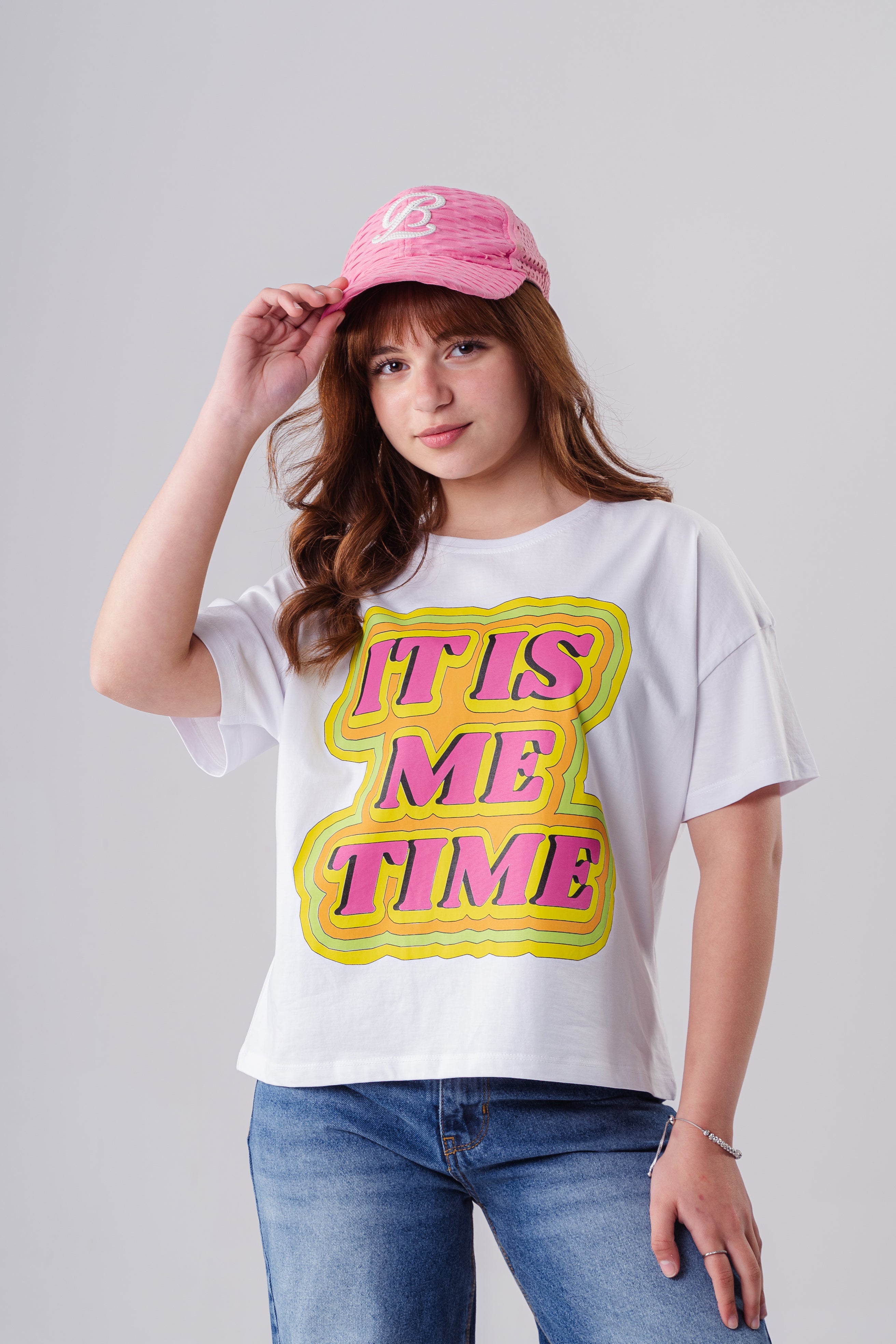 Crew Neck Short Sleeve Printed Girls T-Shirt