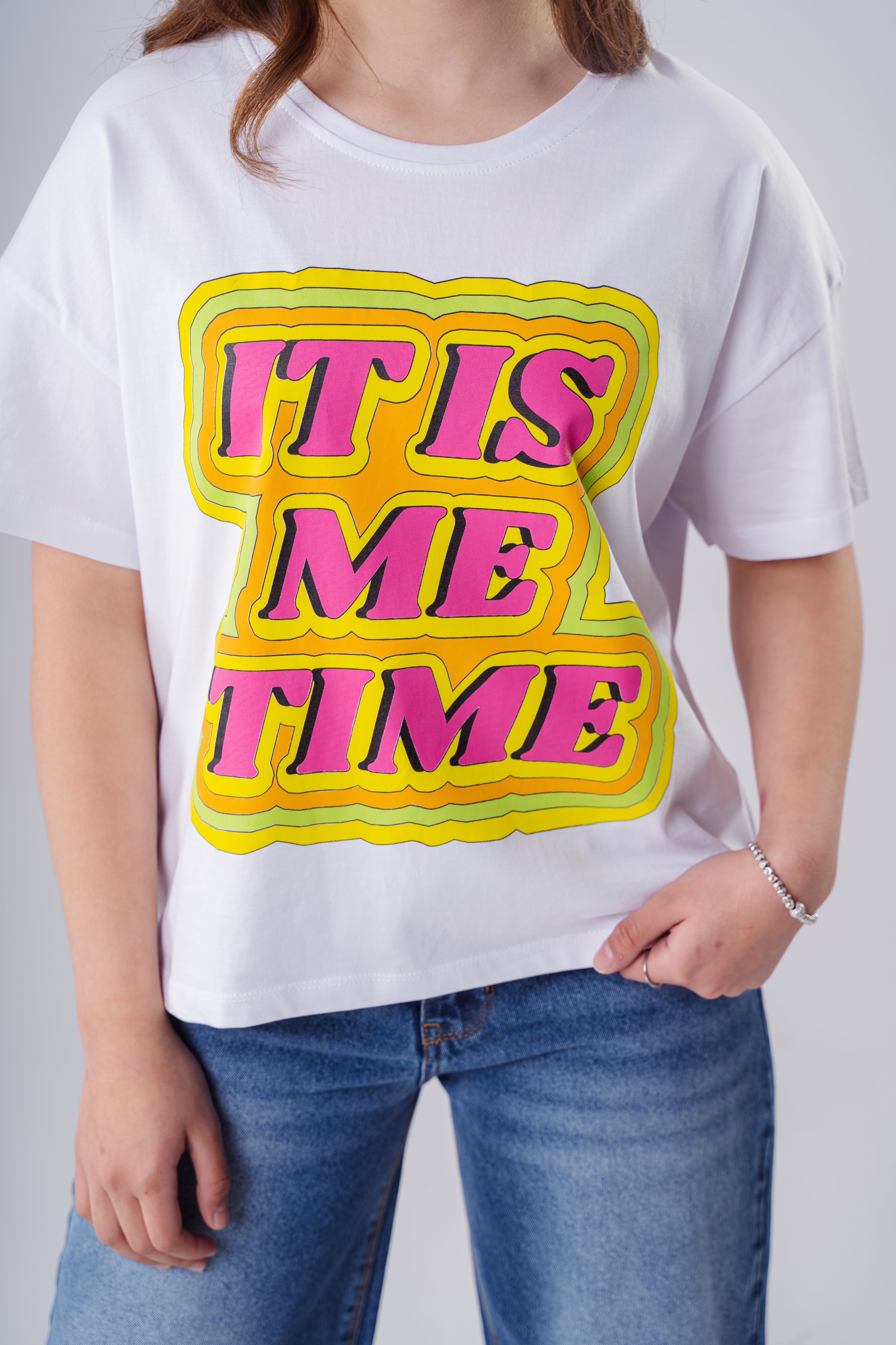 Crew Neck Short Sleeve Printed Girls T-Shirt