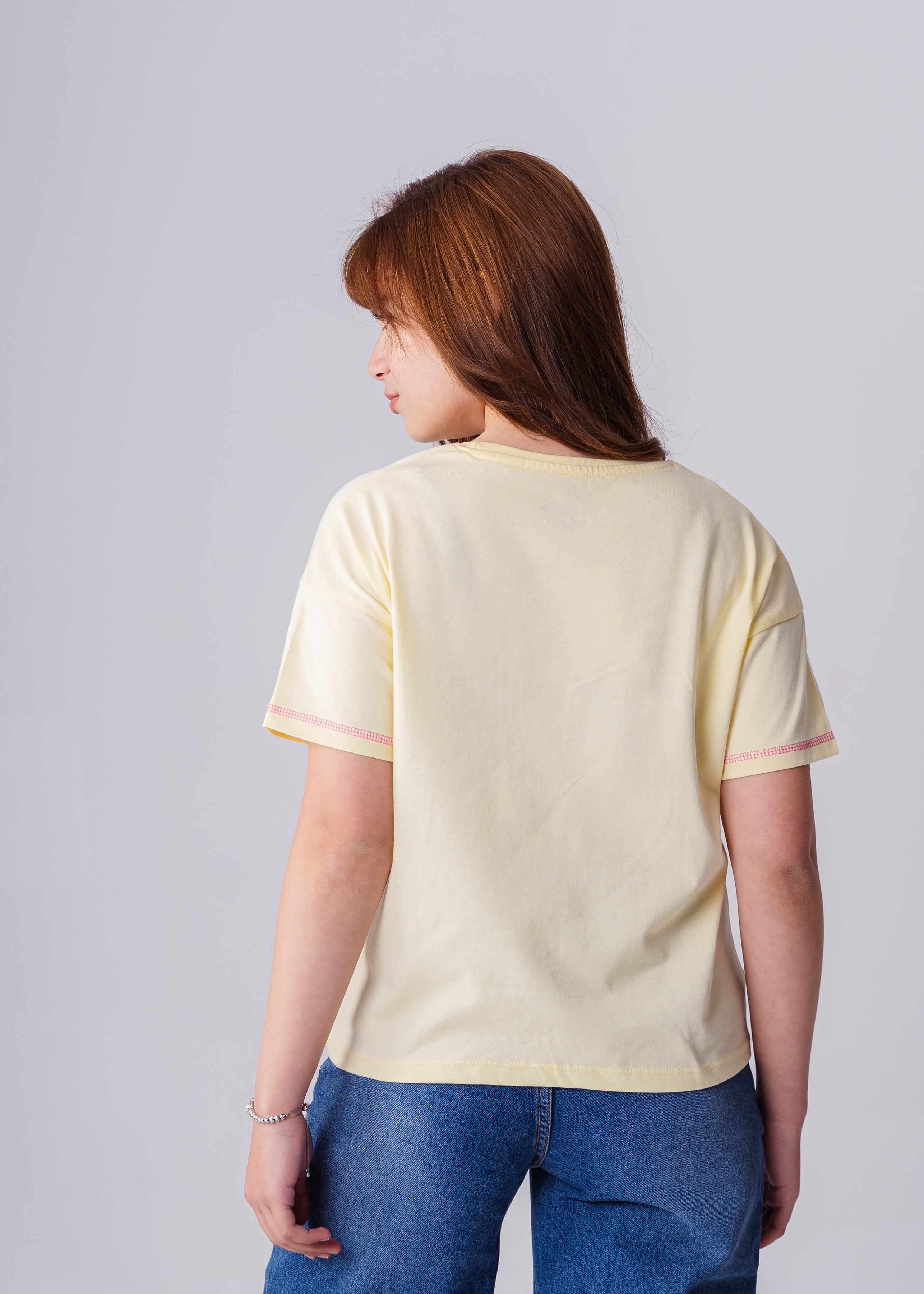 Crew Neck Short Sleeve Printed Girl T Shirt