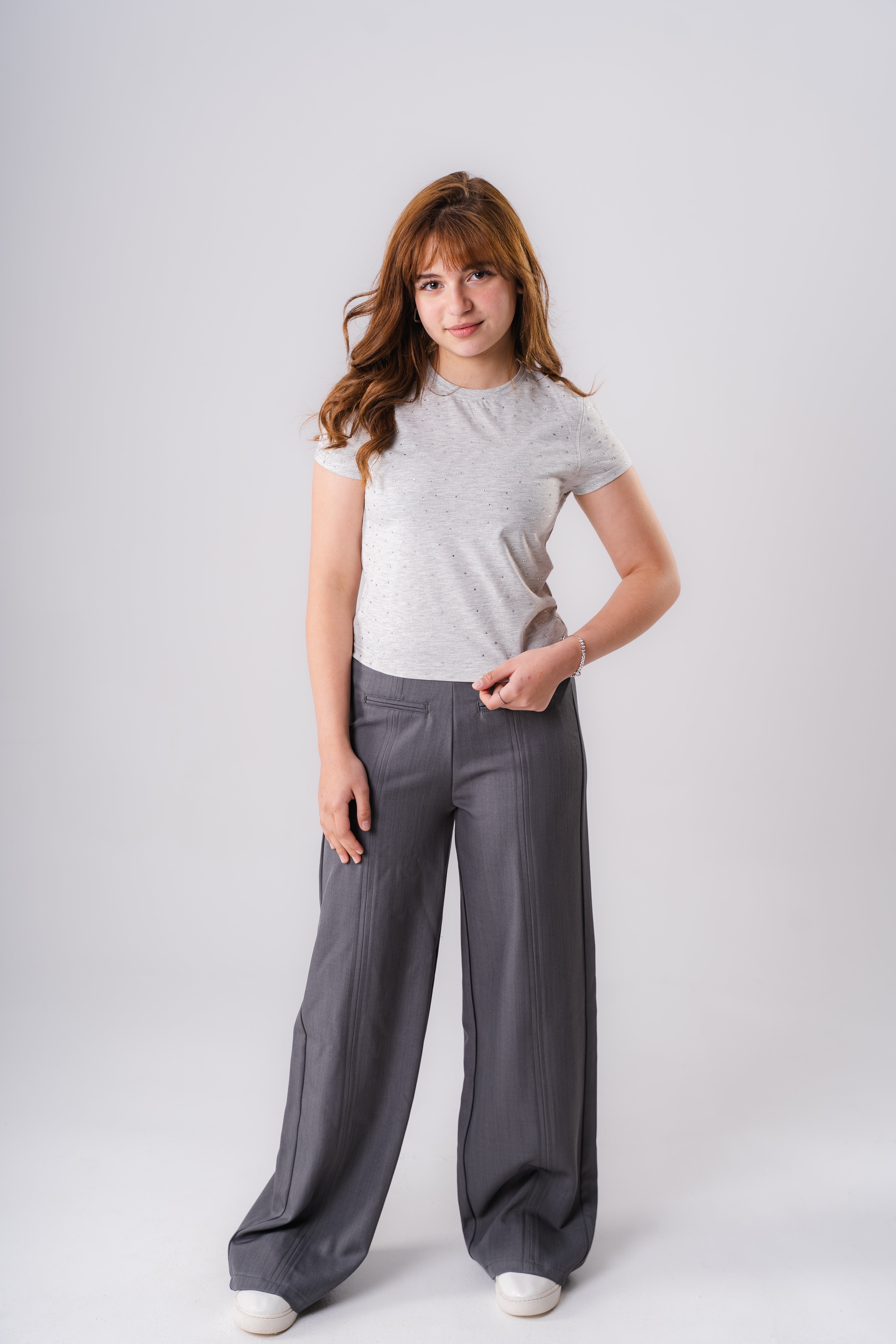 Girls T-shirt Studded With Rhinestones