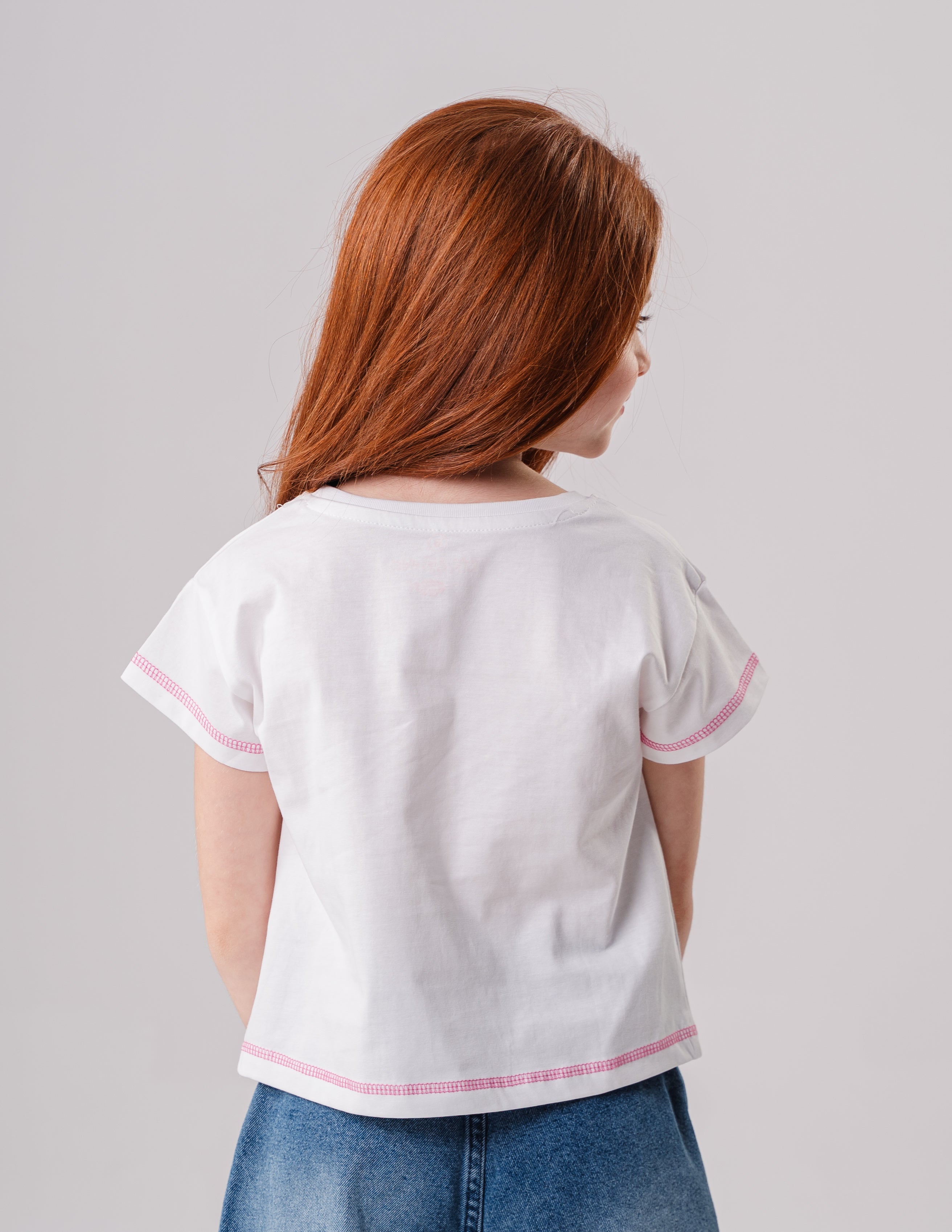 Girls Printed White Tee