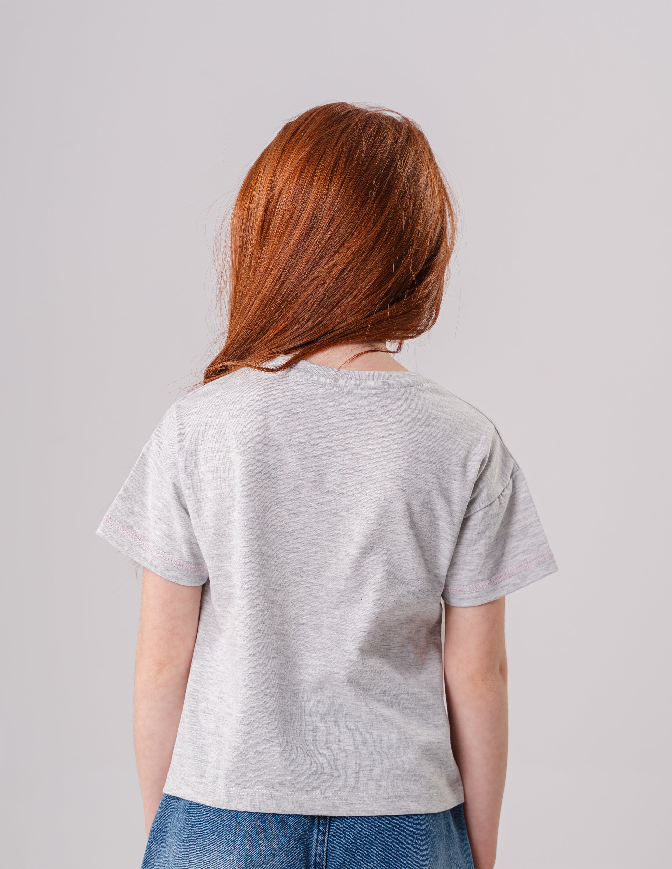 Crew Neck Short Sleeve Printed Girl T Shirt