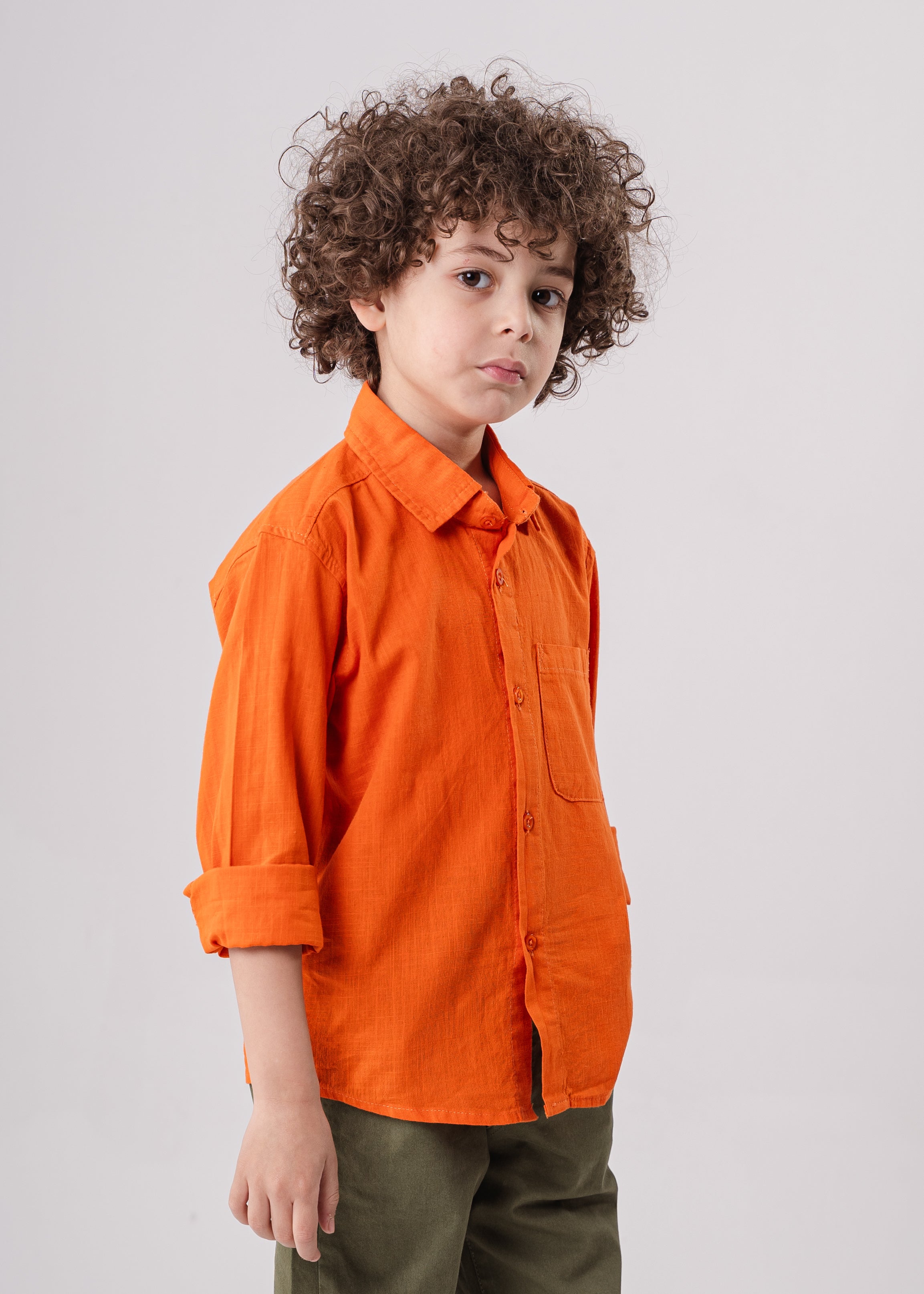 Boys Long Sleeve Textured Shirt With Pocket