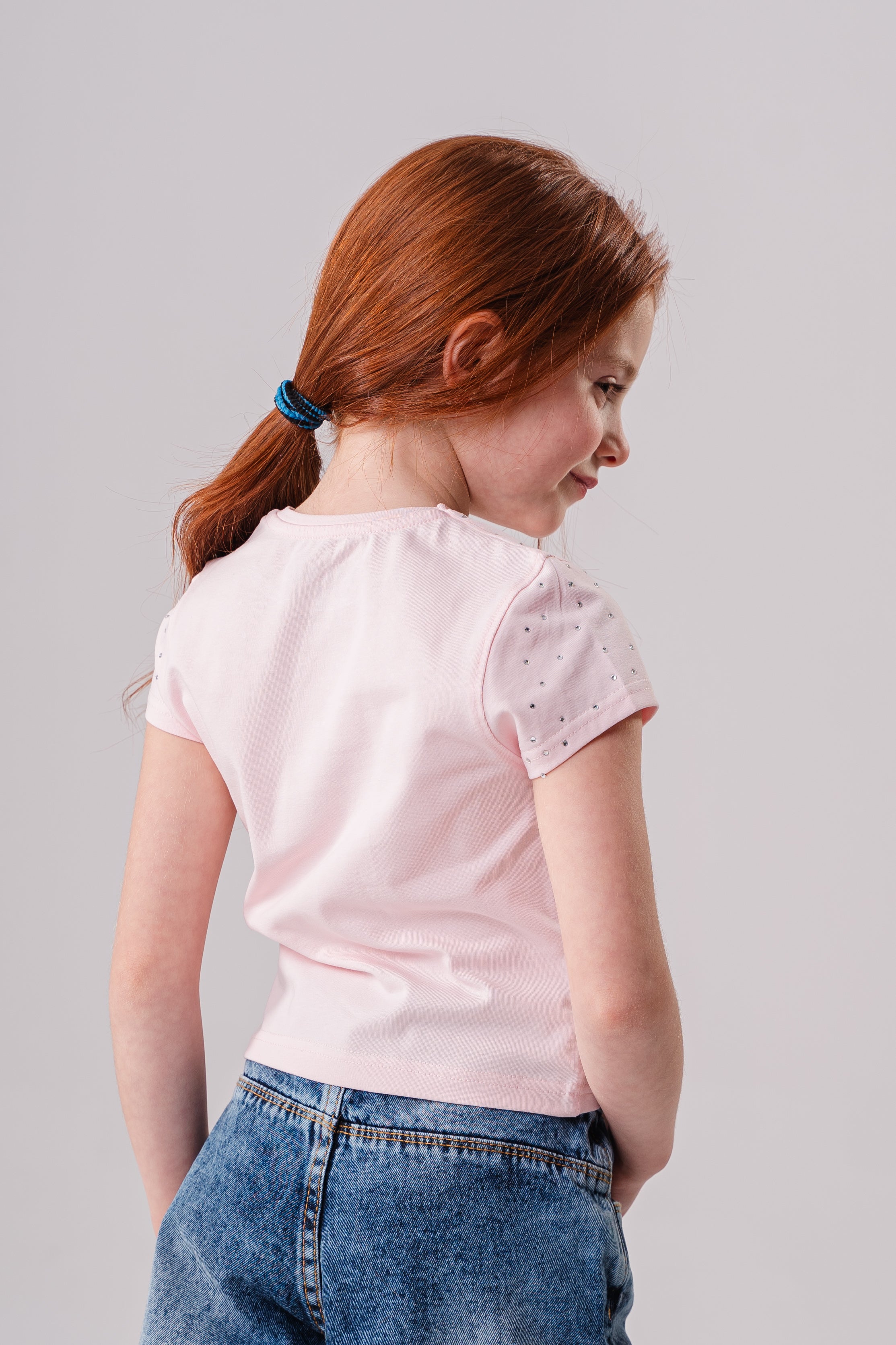 Girls T-shirt Studded With Rhinestones