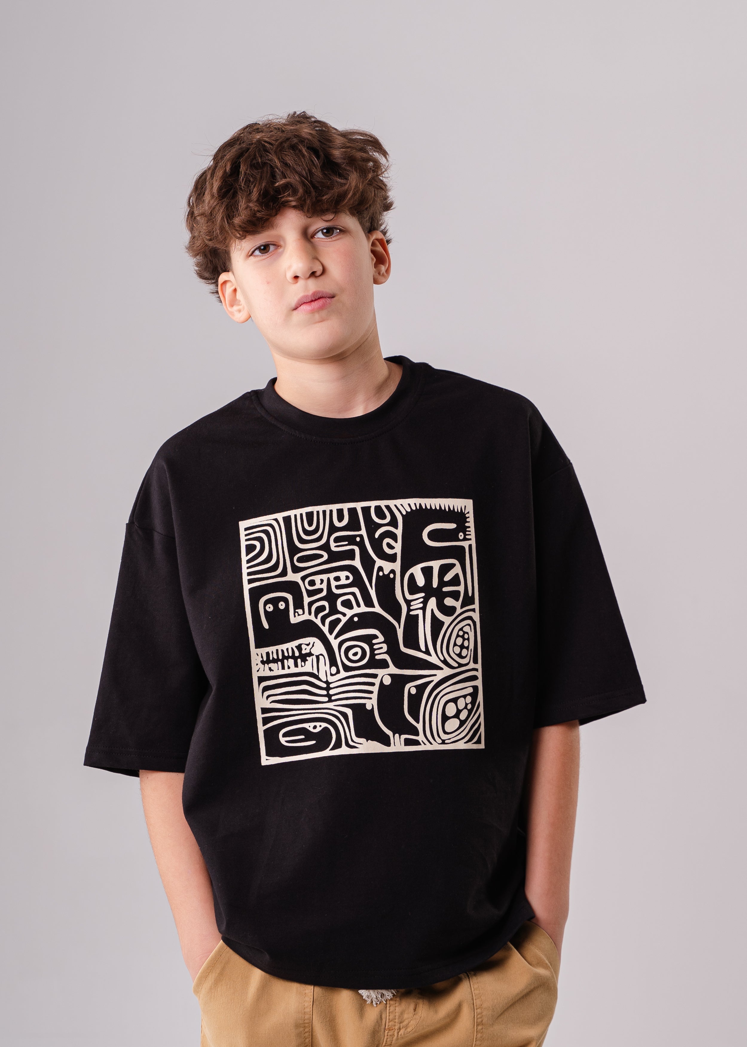 Boys Round Neck Oversize Printed T-shirt