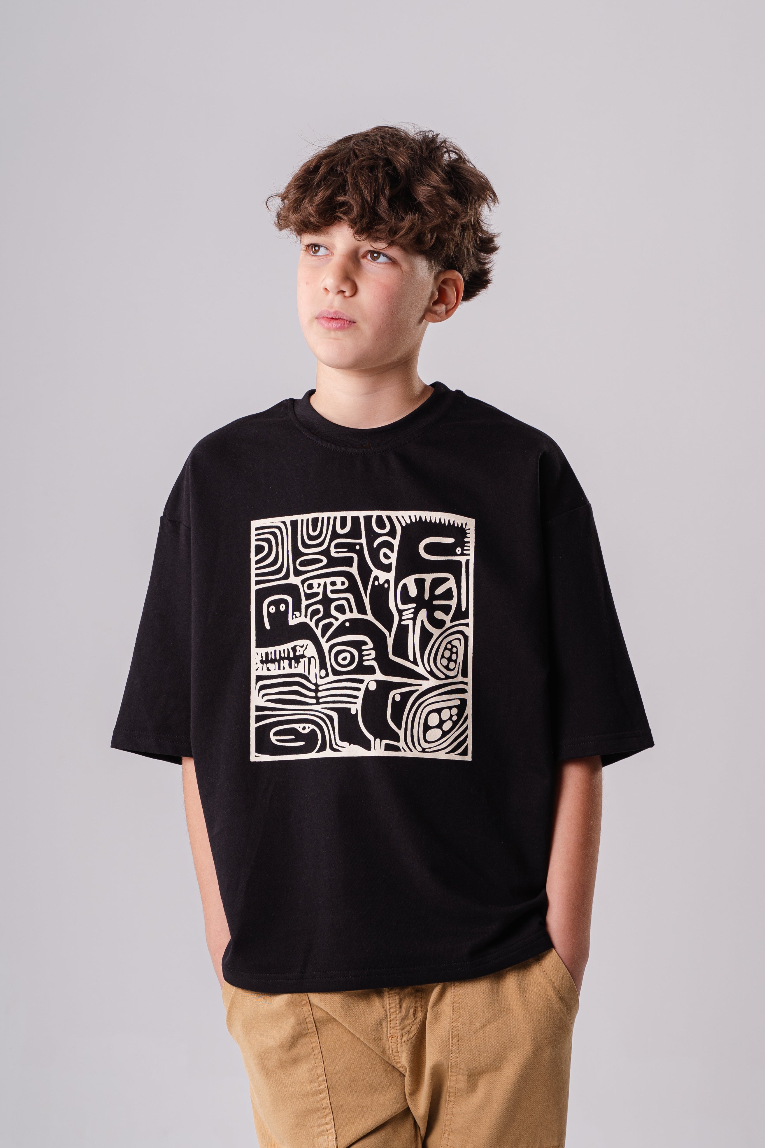 Boys Round Neck Oversize Printed T-shirt