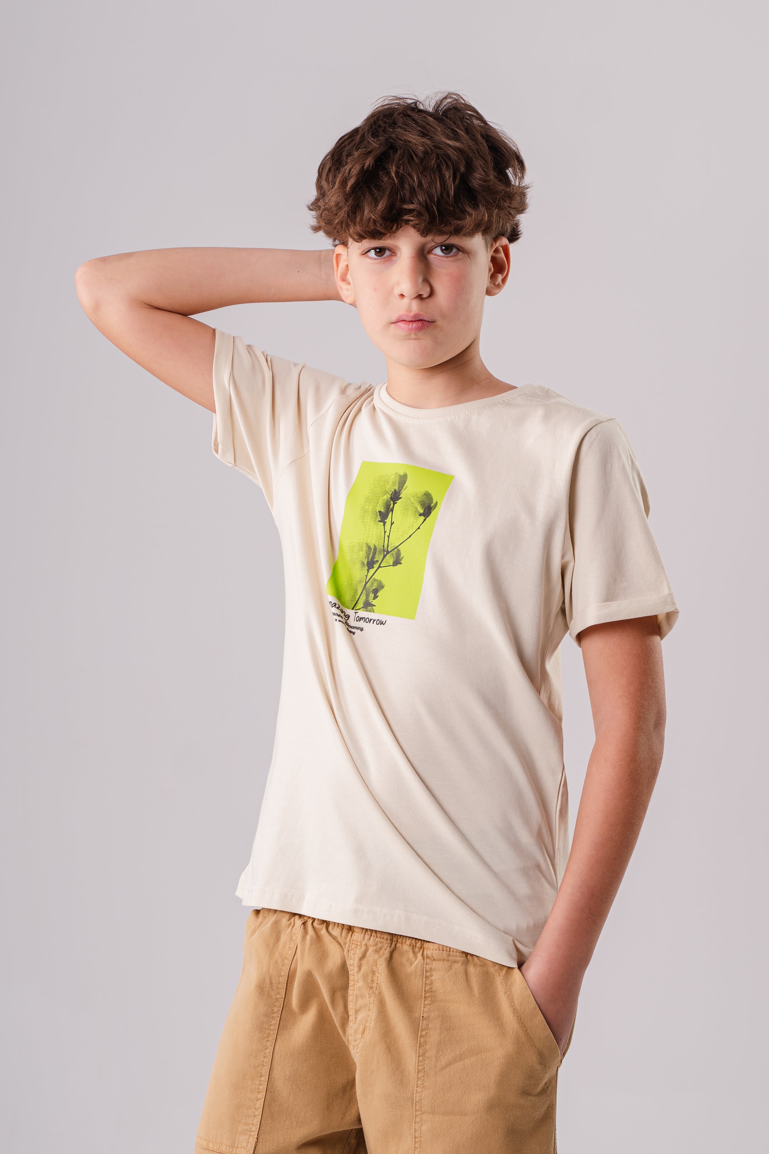 Boys Round Neck Printed T-shirt