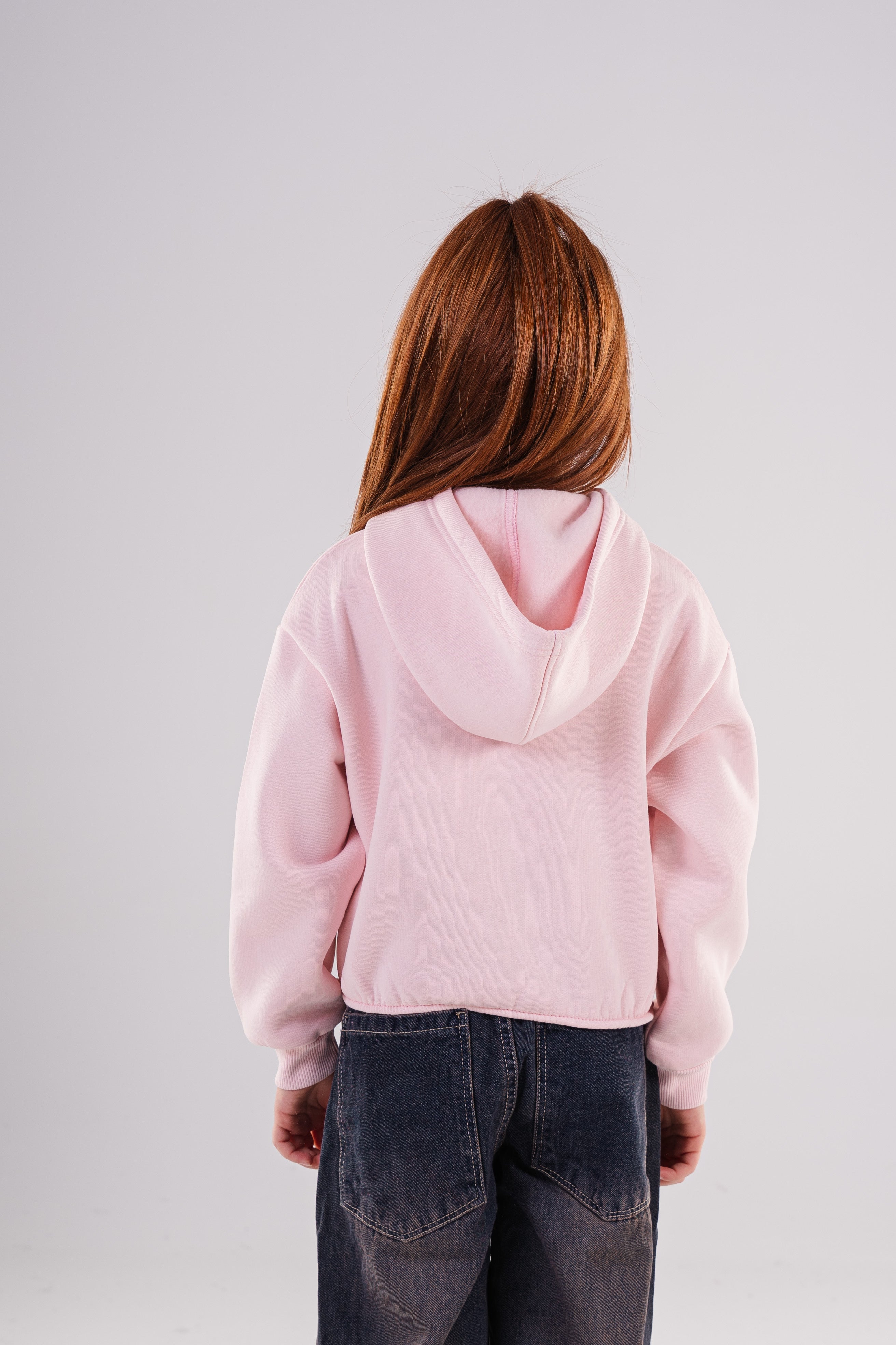 Girls' "Love Hello Smile" Sequin Heart Cropped Hoodie