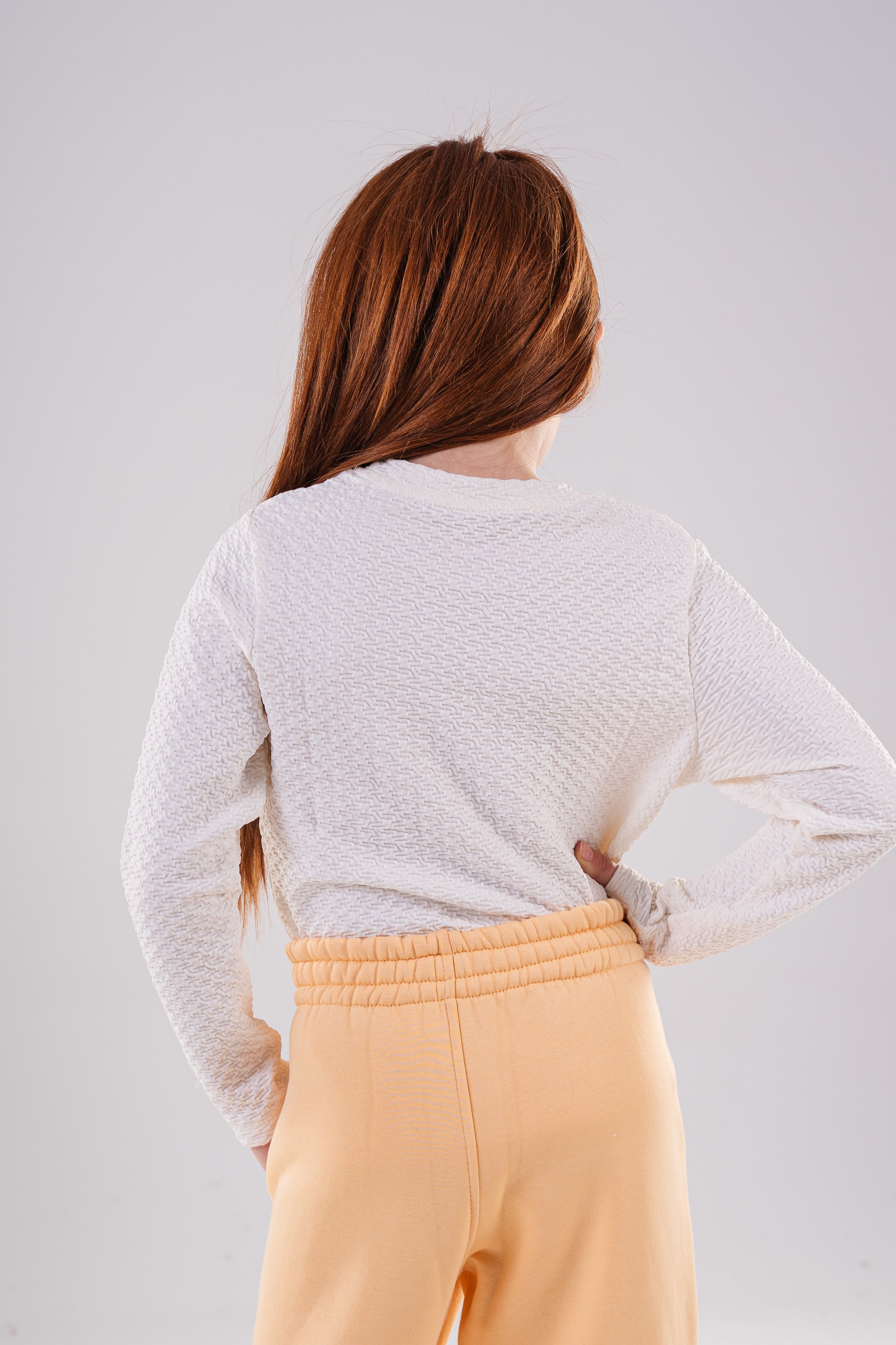 Girls Subtle Texture Essential Long-Sleeve Top