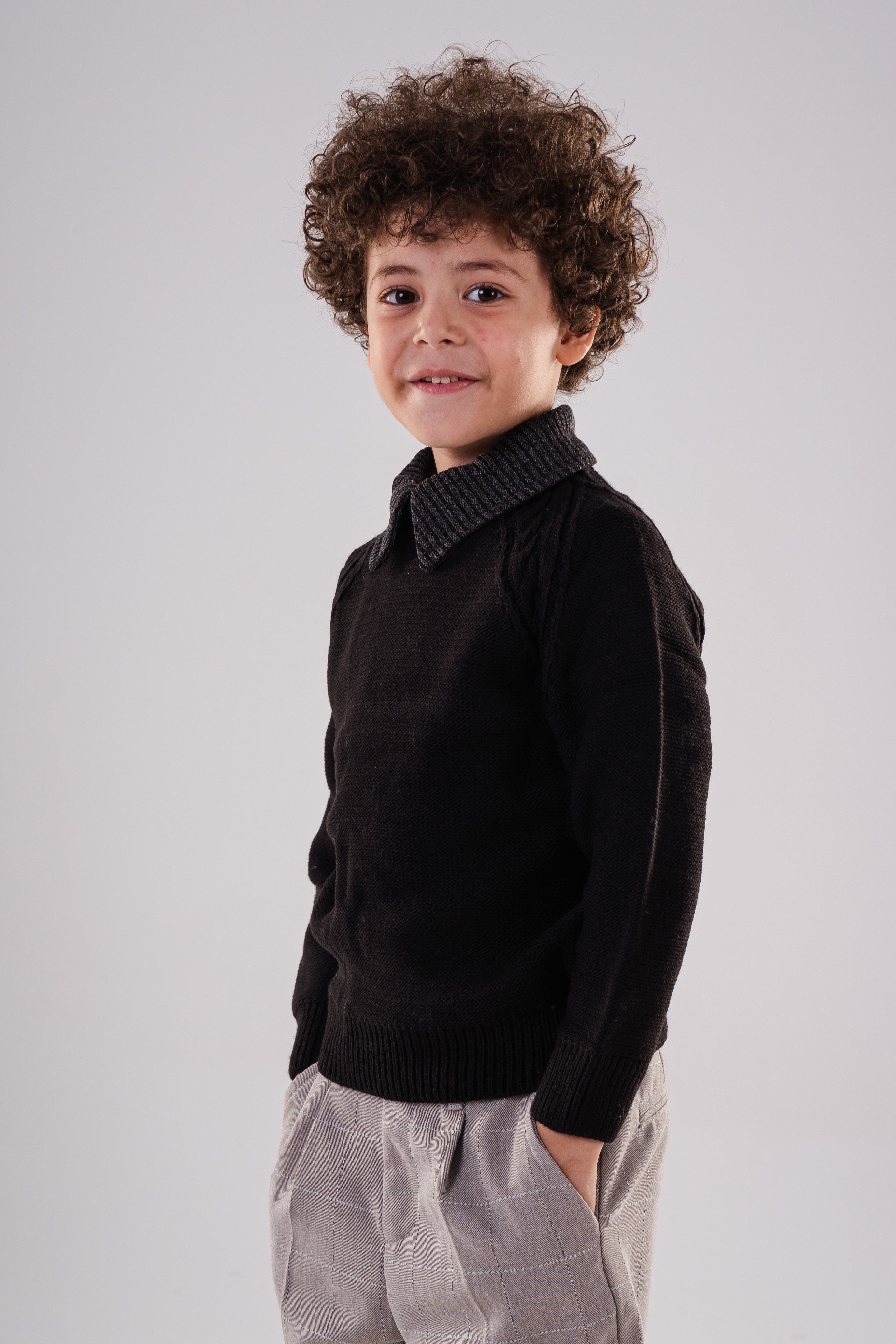 Boy's Classic Knit Collared Sweater