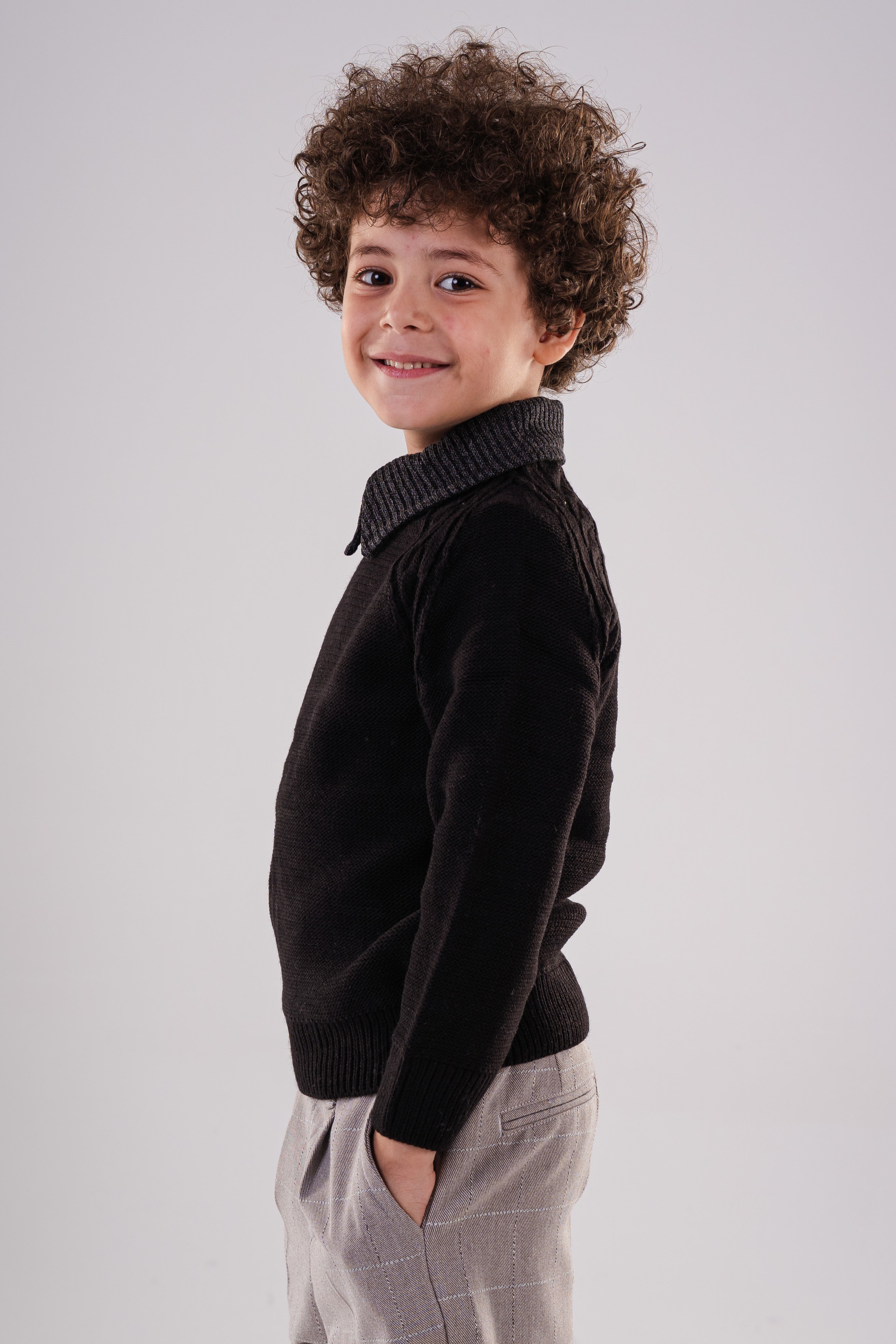 Boy's Classic Knit Collared Sweater