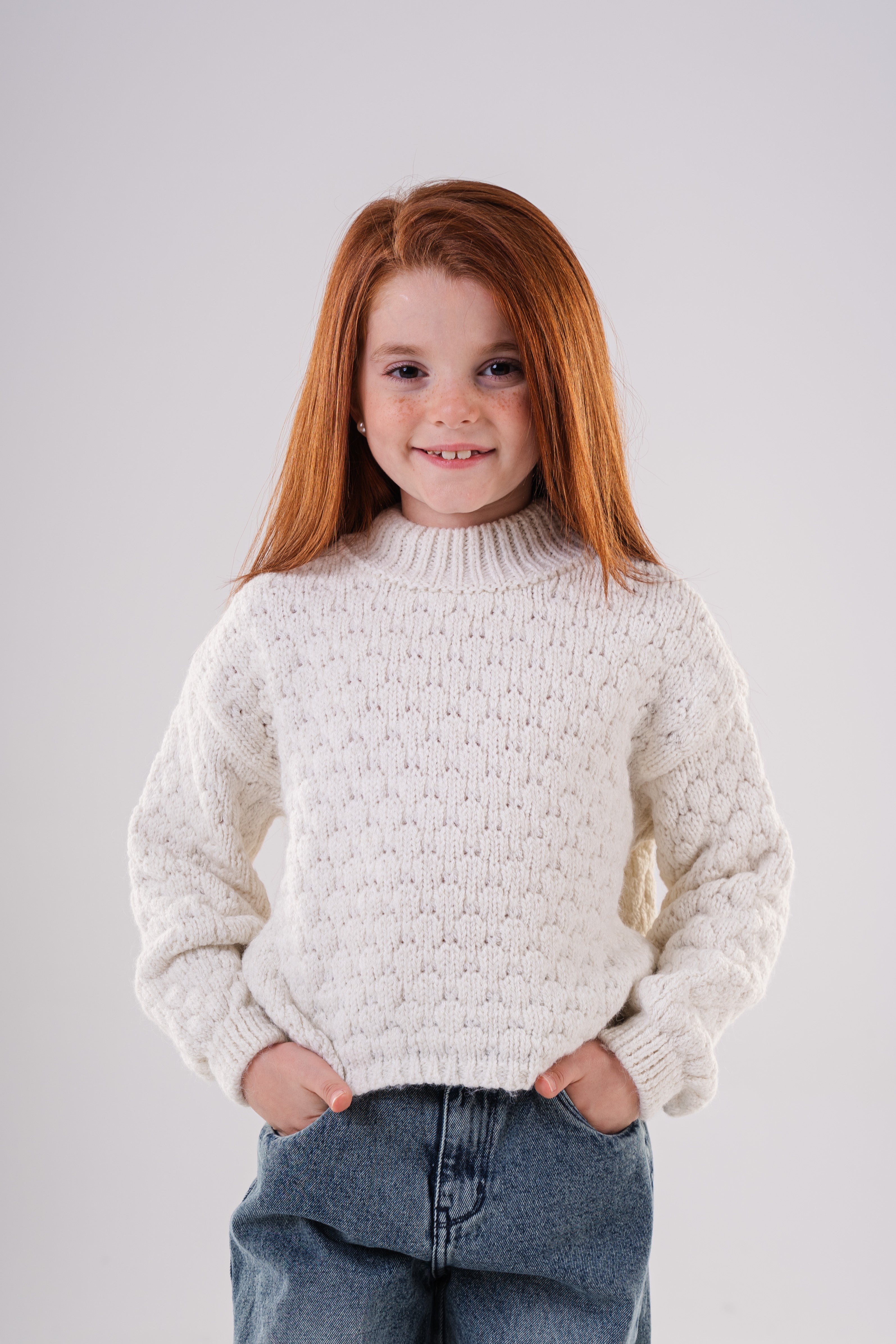 Girls' Textured Bubble Knit Sweater