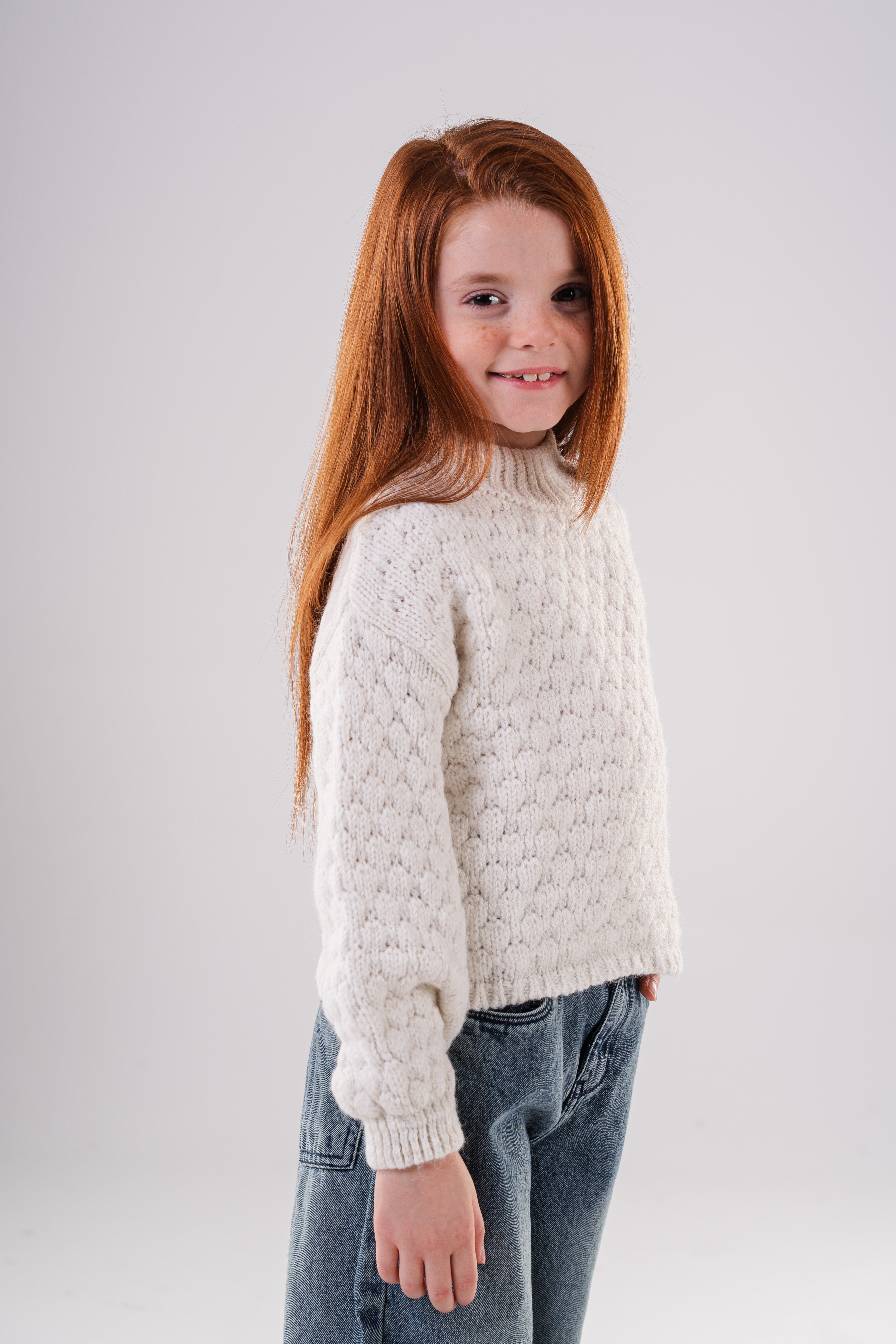 Girls' Textured Bubble Knit Sweater