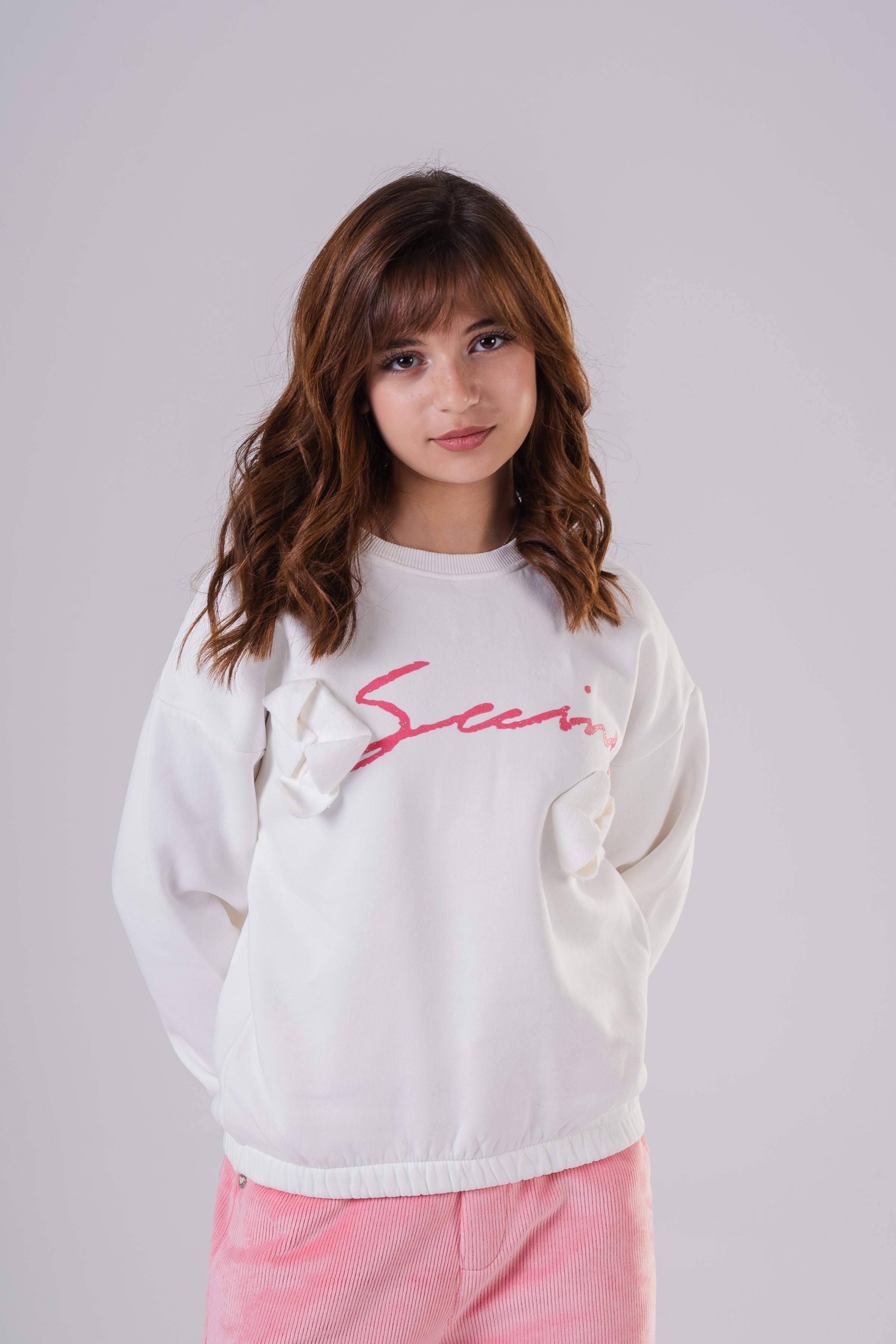 Girls Unique Textured Crewneck Sweatshirt