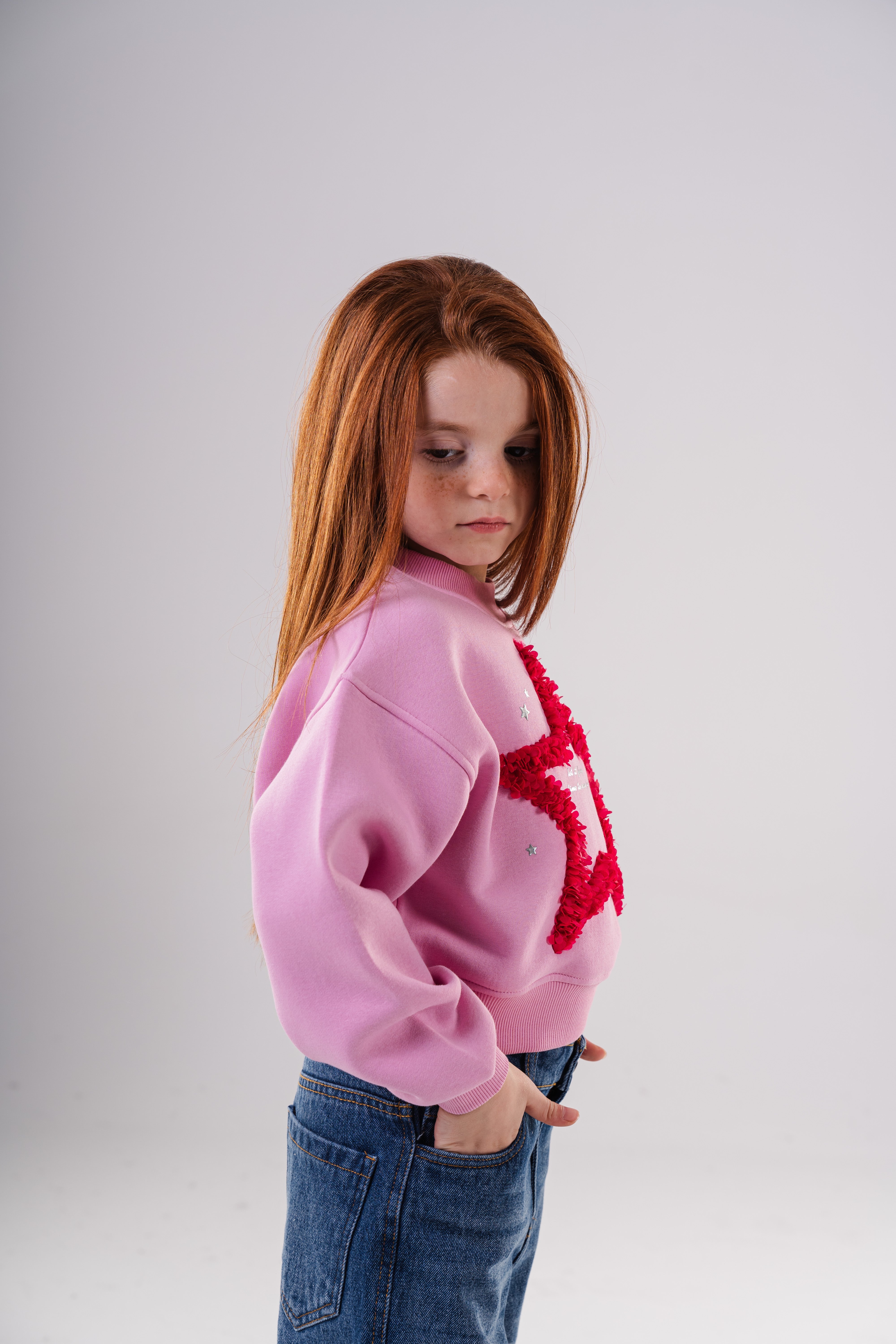 Girls Oversized Sweatshirt with Appliqué Star