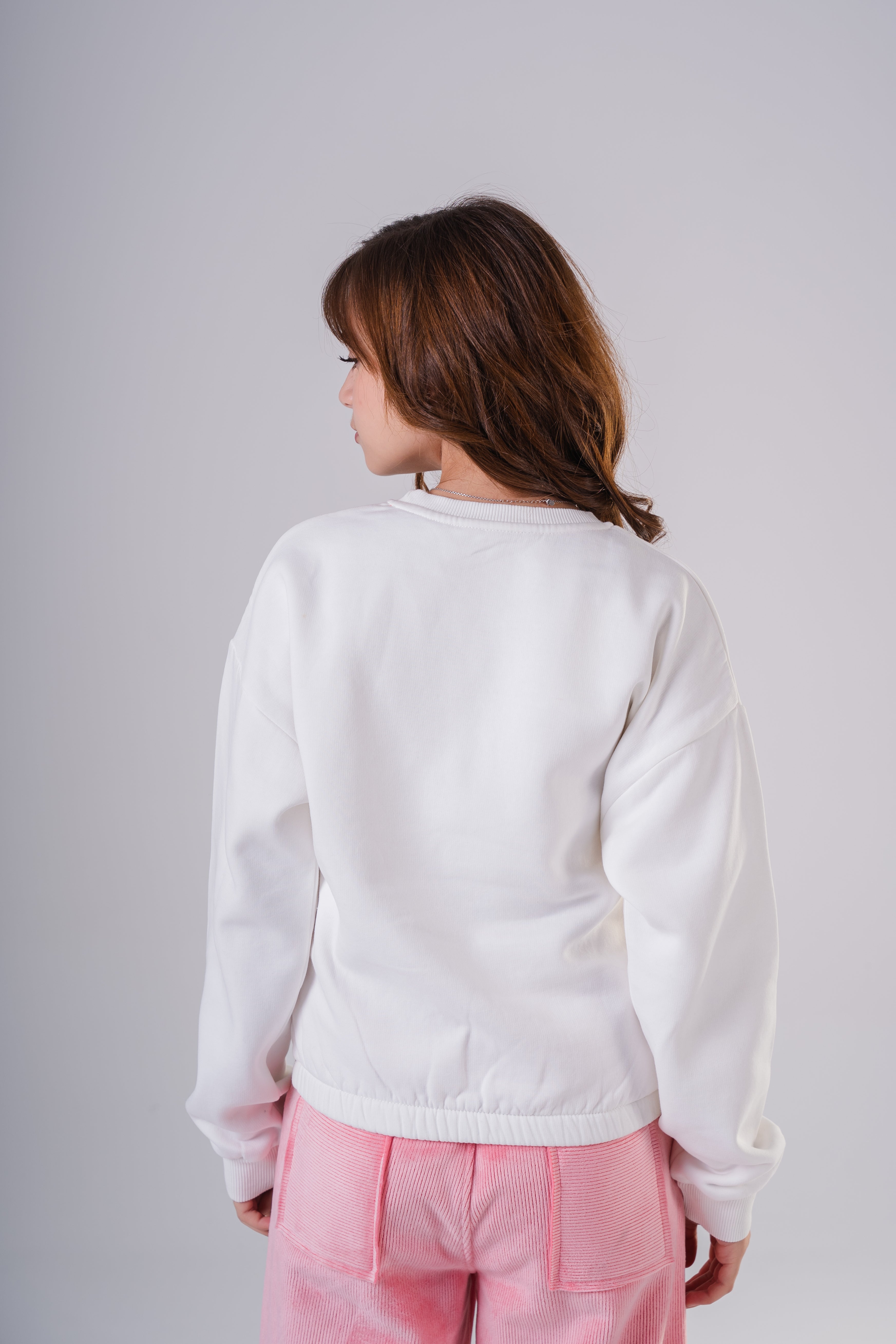 Girls Unique Textured Crewneck Sweatshirt