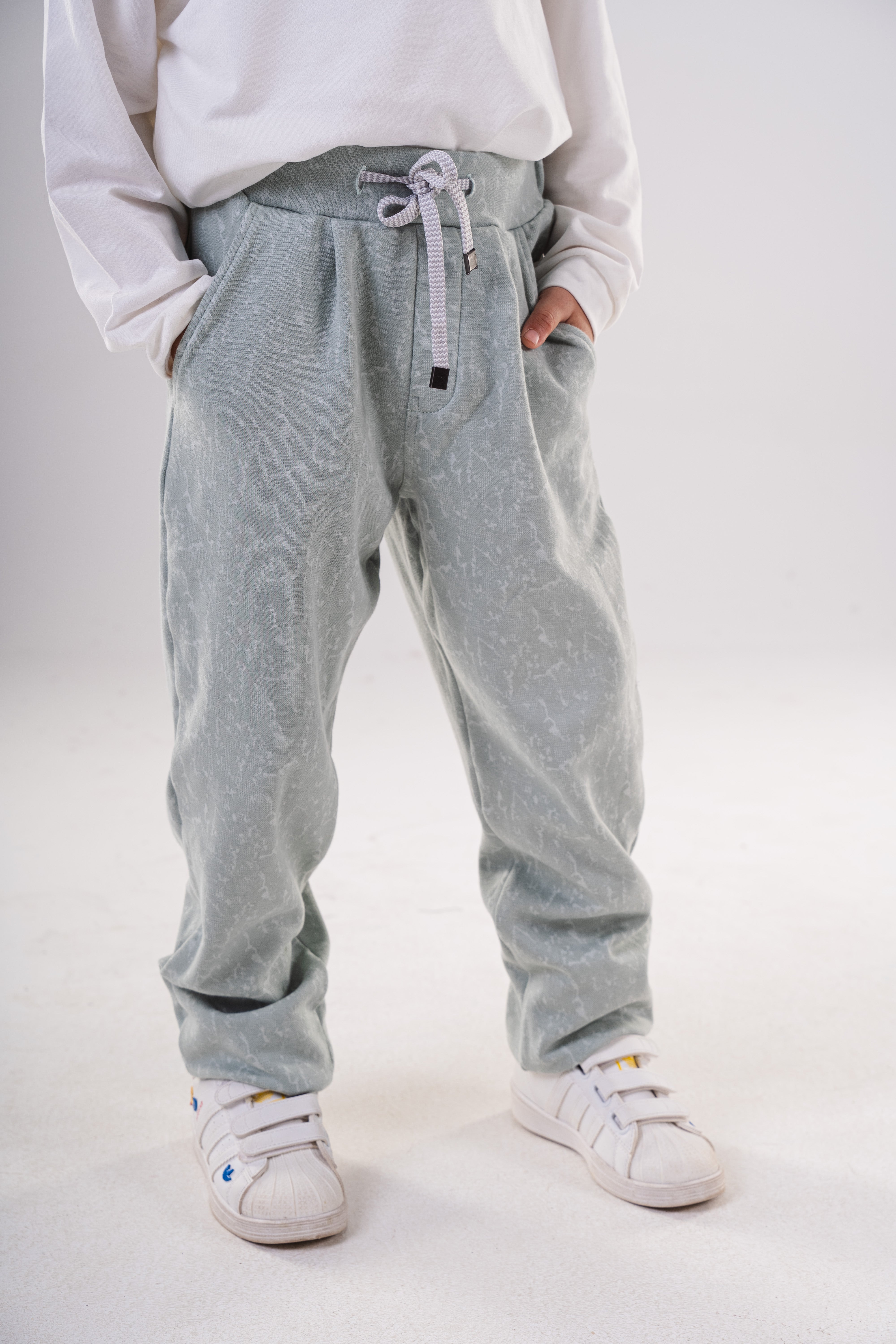 Boy's Patterned Fleece Sweatpants with Drawstring Waist
