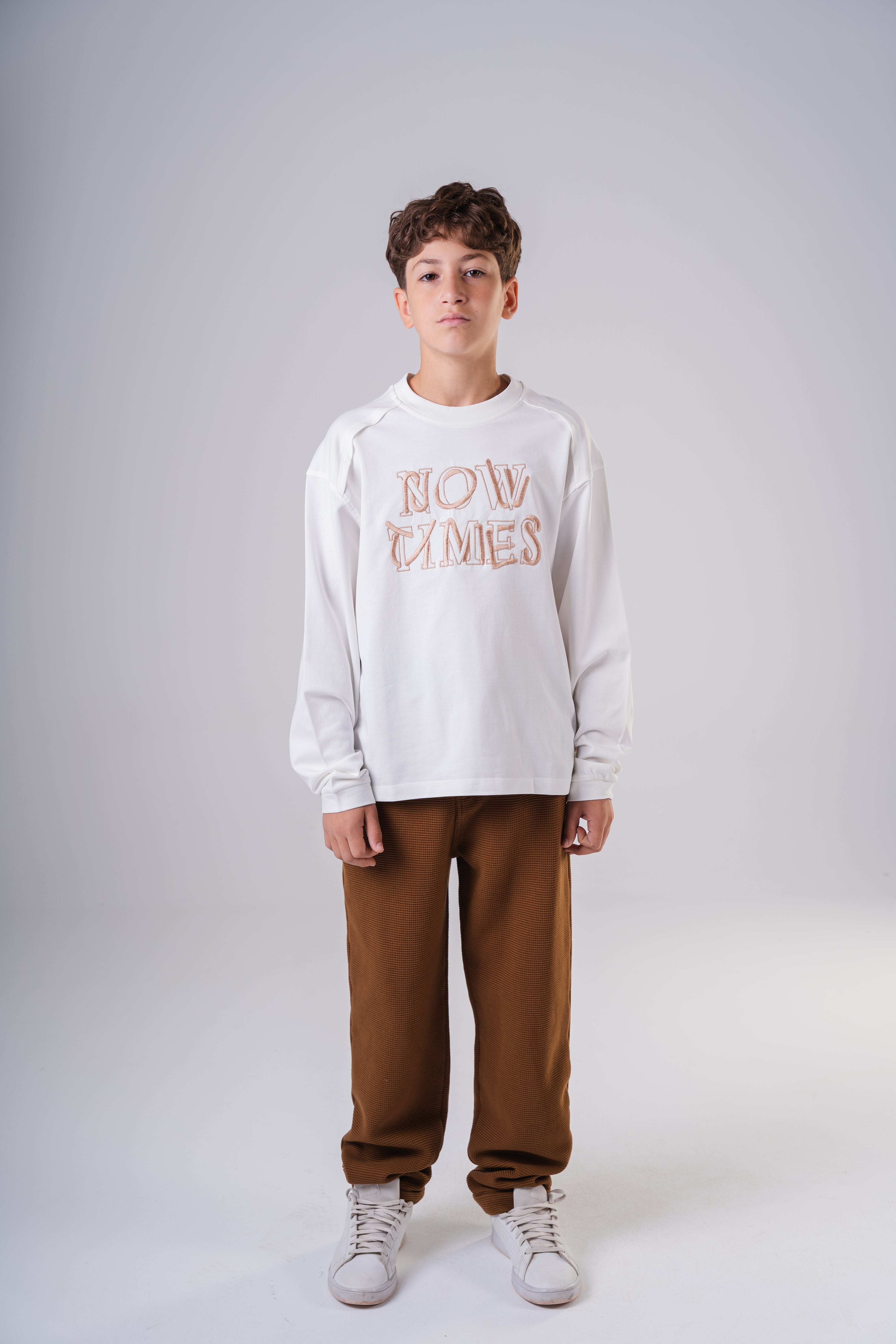 Boy's Relaxed Fit Micro-Patterned Casual Trousers