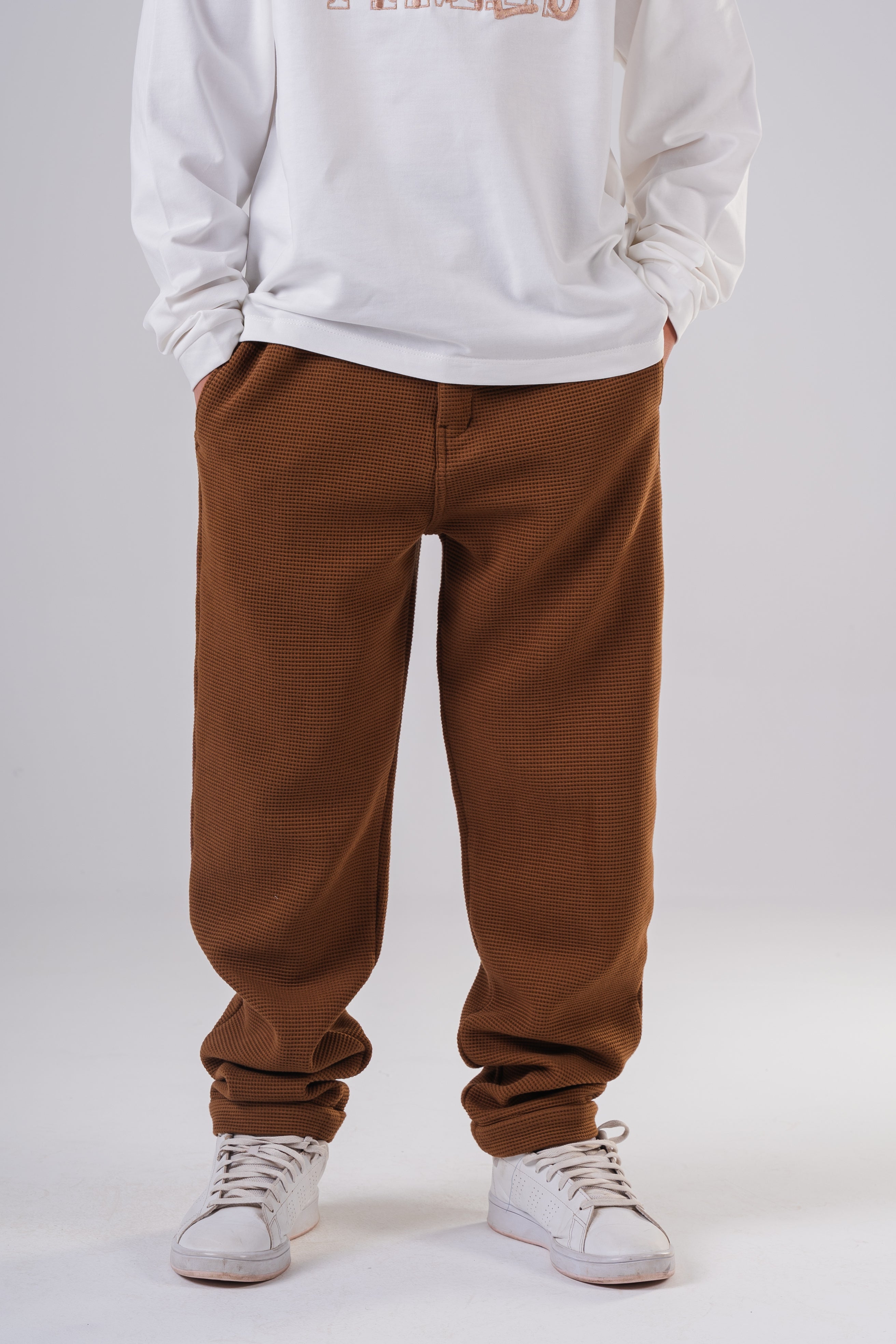 Boy's Relaxed Fit Micro-Patterned Casual Trousers