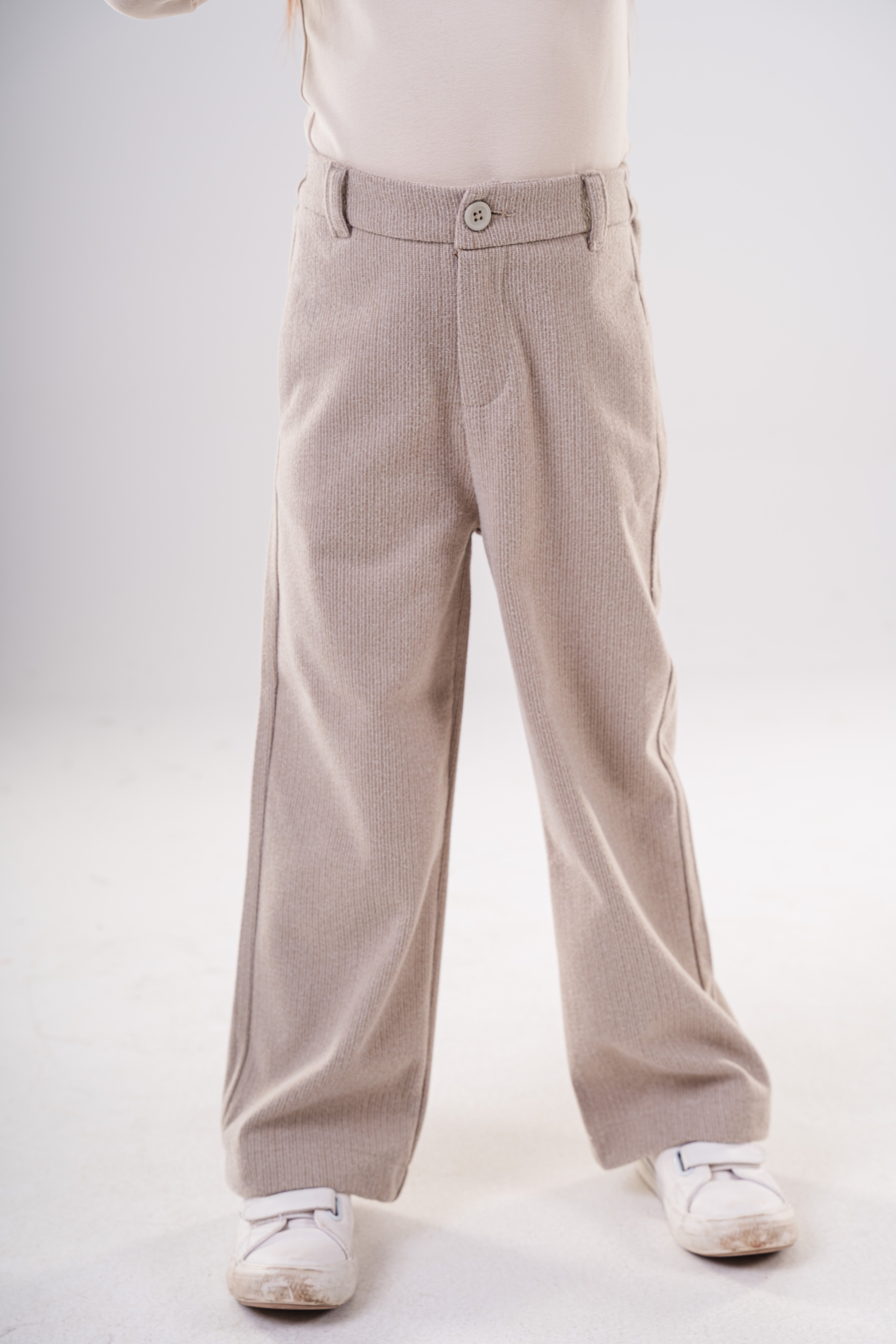 Girls Cozy Ribbed Wide-Leg Trousers