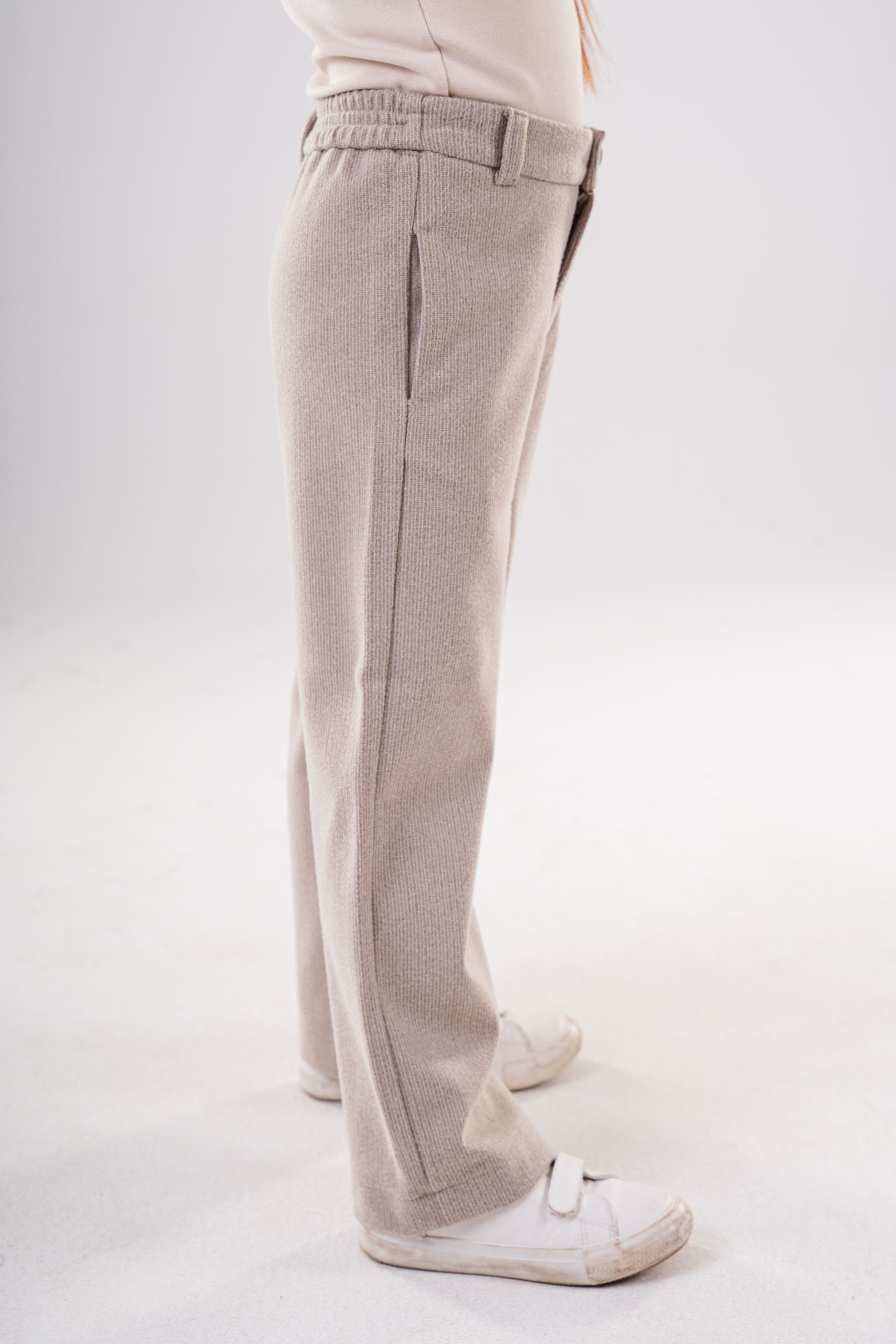 Girls Cozy Ribbed Wide-Leg Trousers