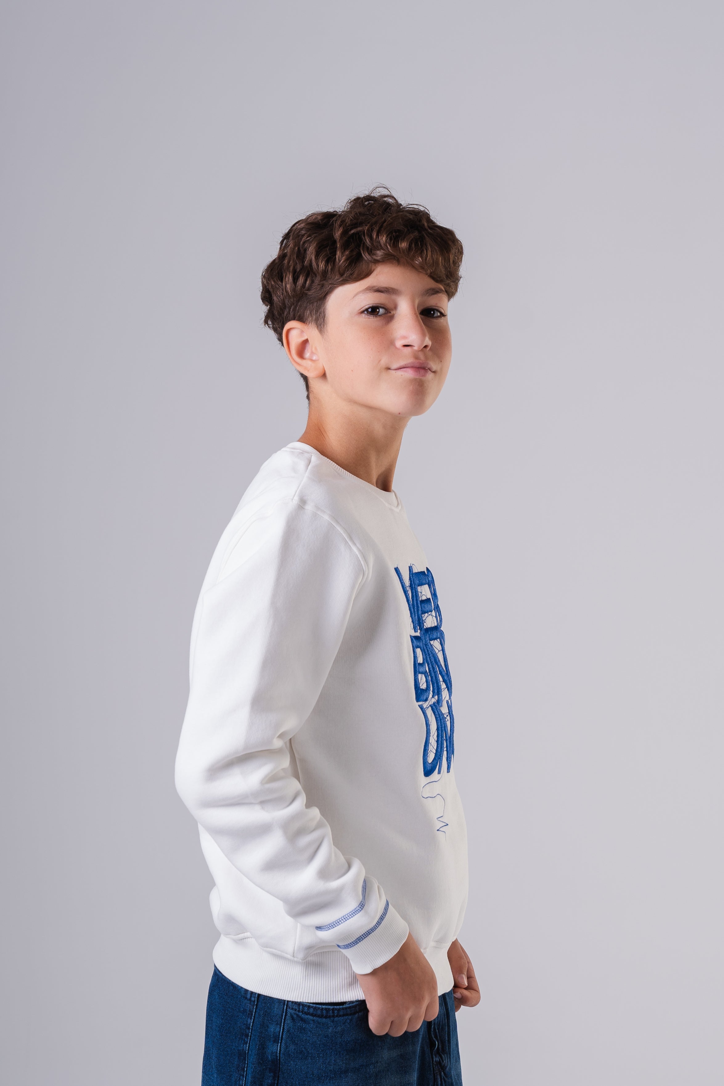 Boy's Crewneck Sweatshirt with  Embroidery