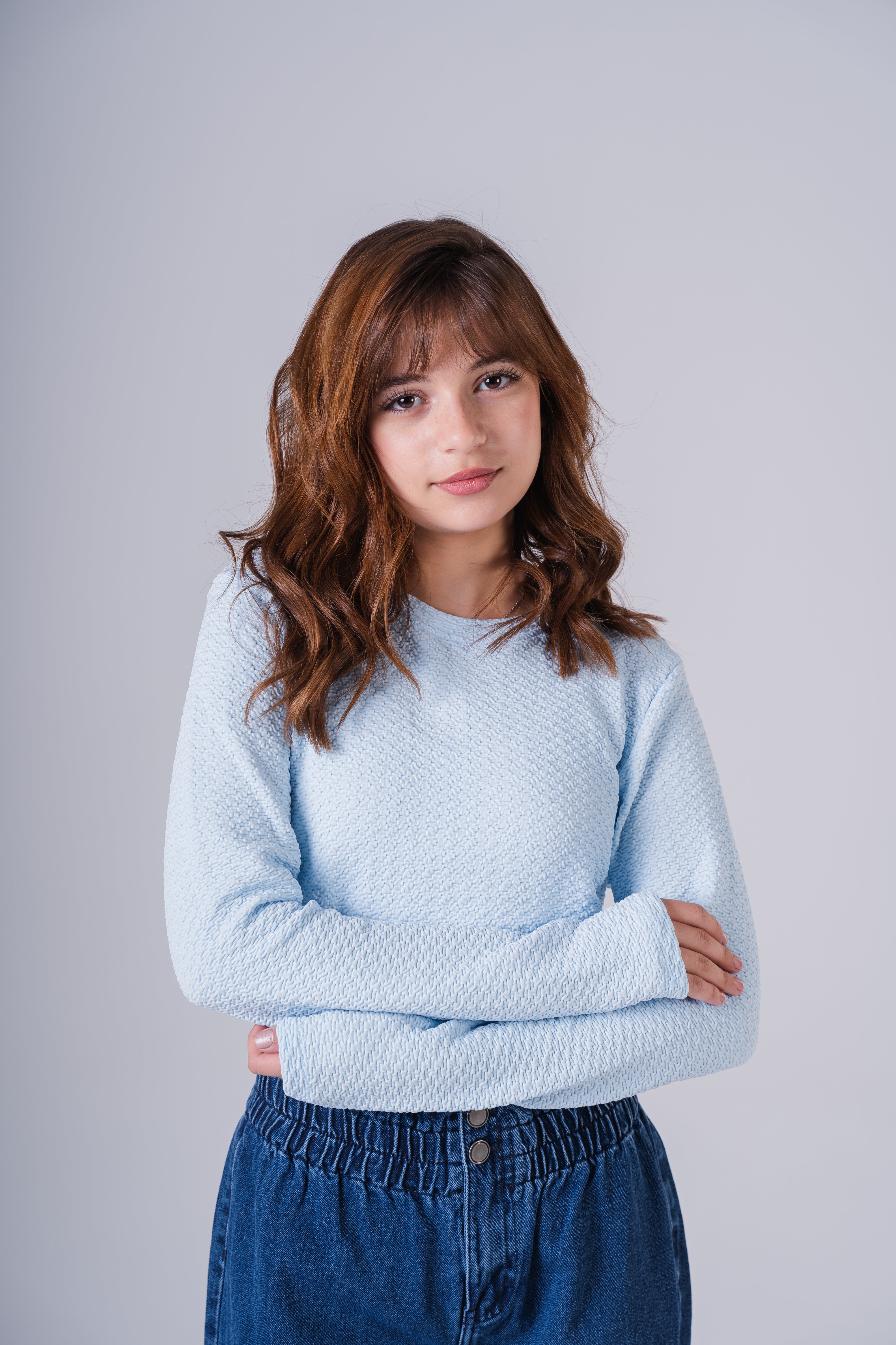 Girls Subtle Texture Essential Long-Sleeve Top
