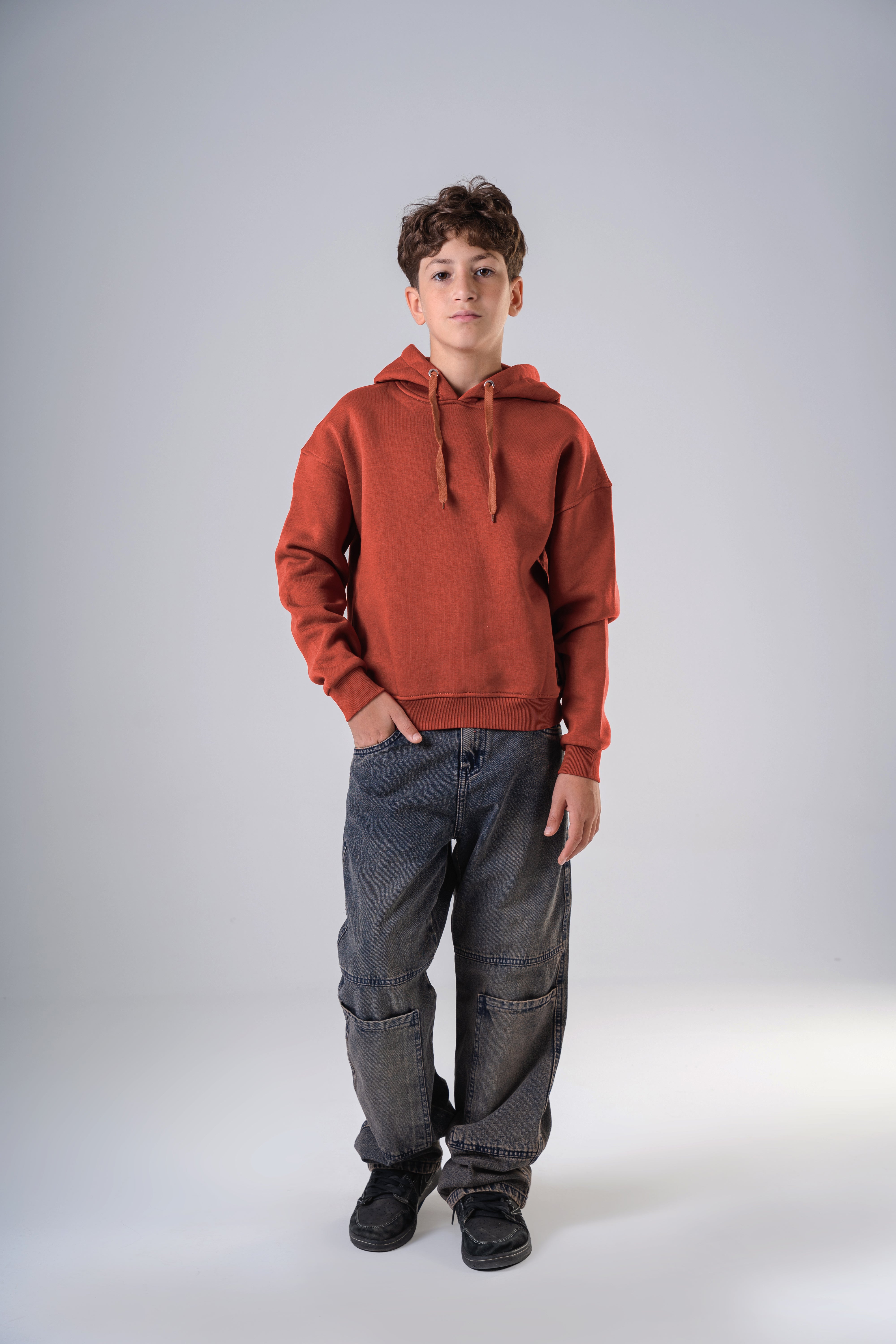 Boys Essential Hoodie with Embossed Lion Back