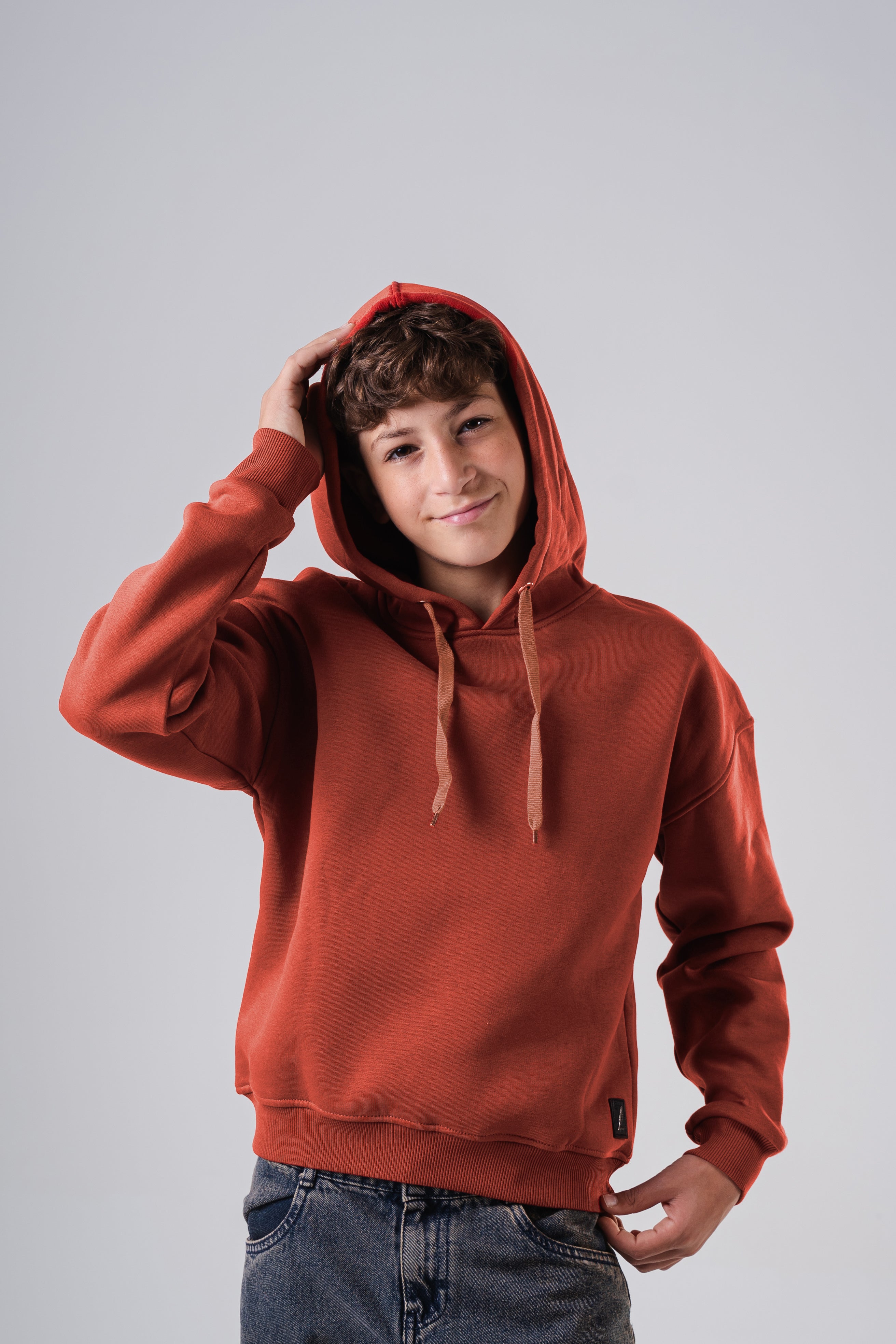 Boys Essential Hoodie with Embossed Lion Back