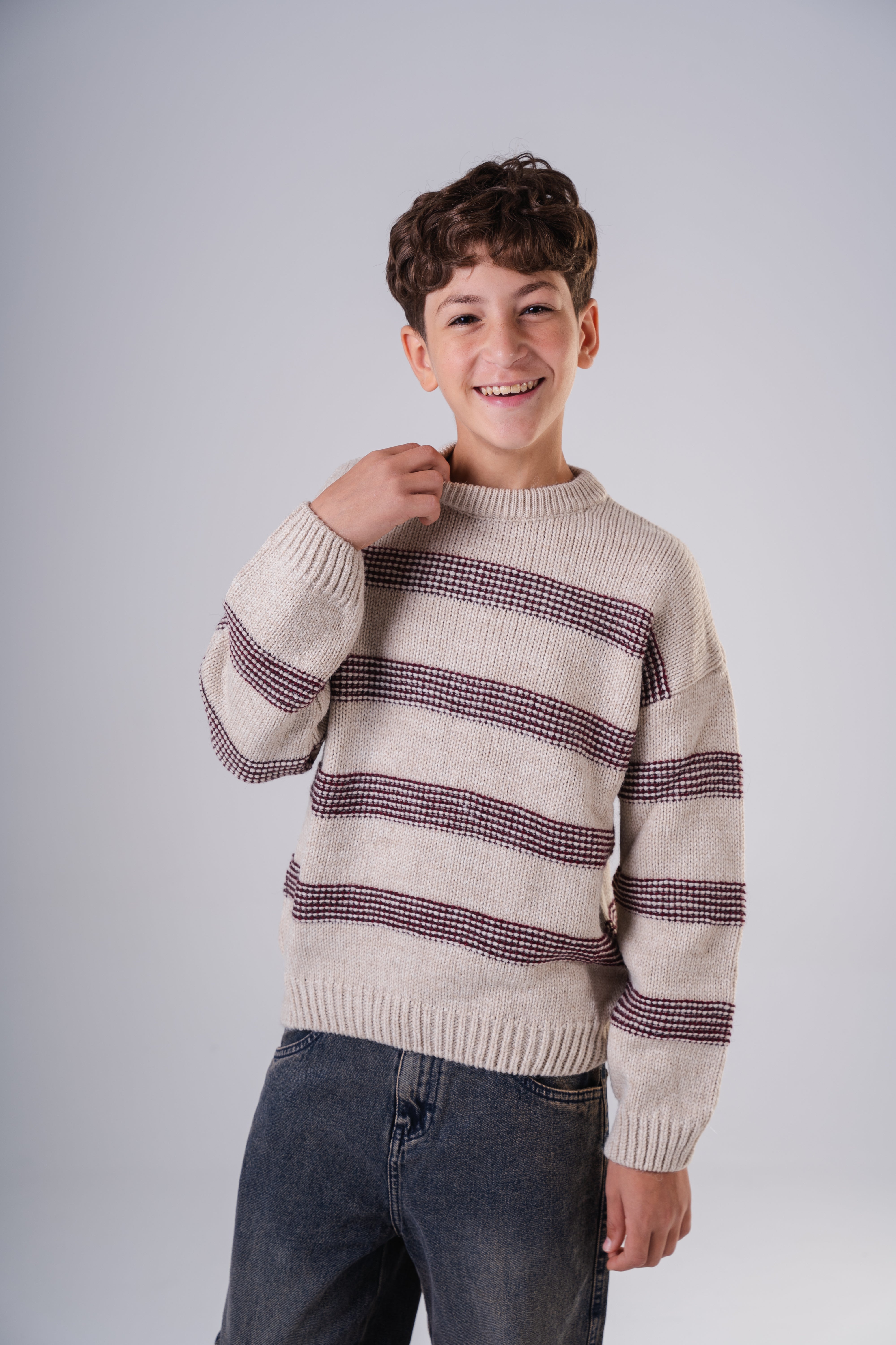 Boy's Classic Striped Knit Crewneck Sweater