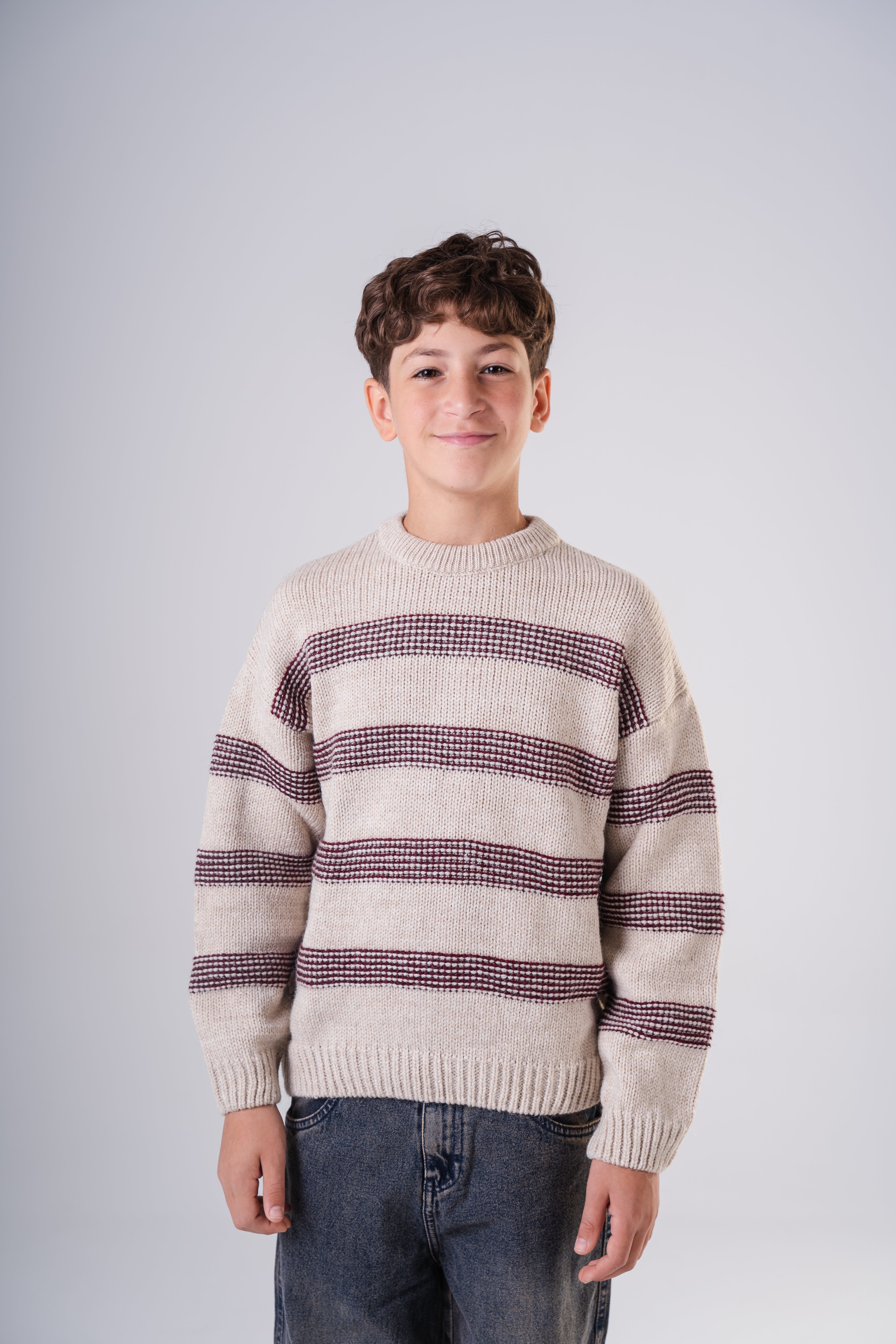 Boy's Classic Striped Knit Crewneck Sweater