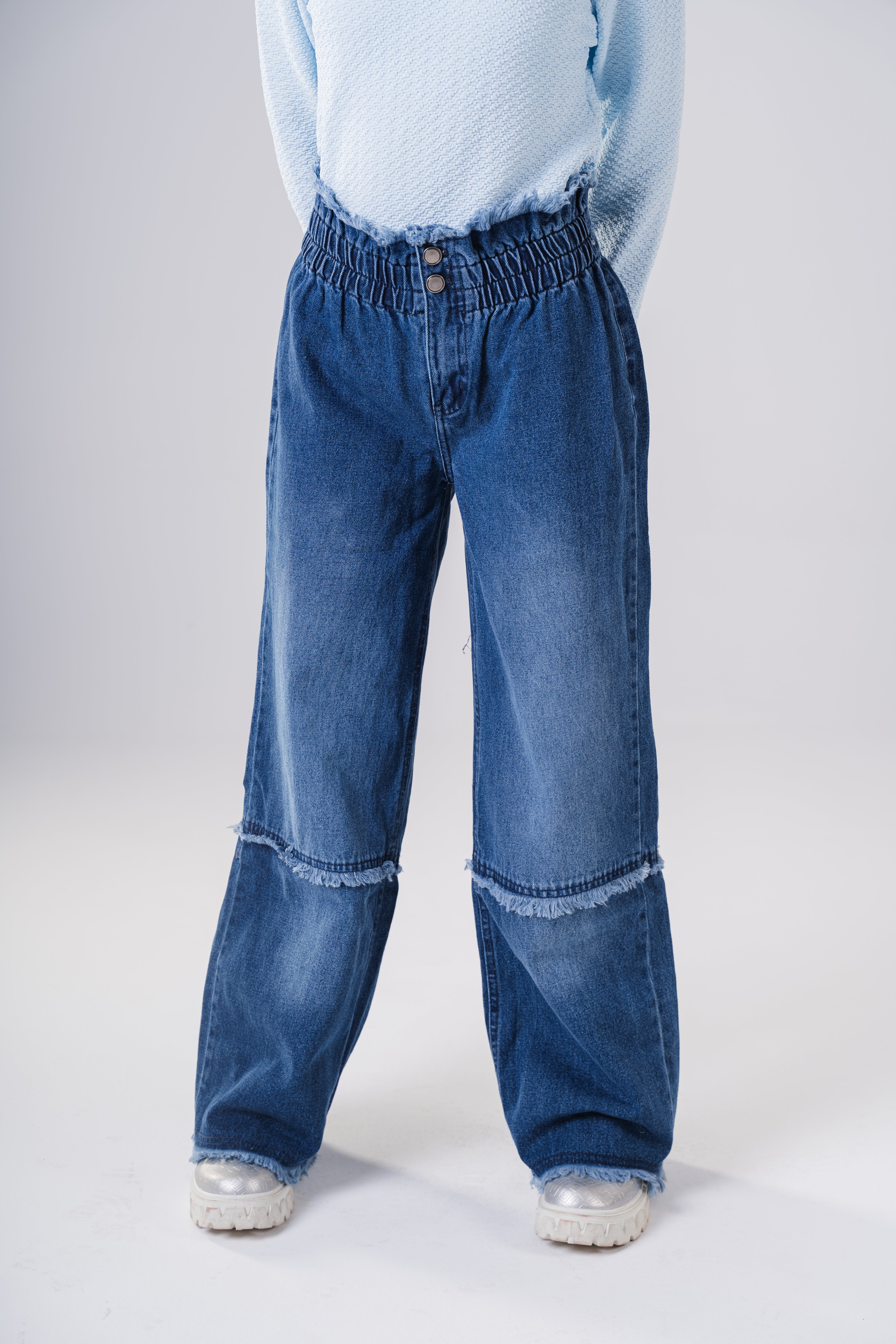 Girls Comfort-Fit Elastic Waist Denim Trousers