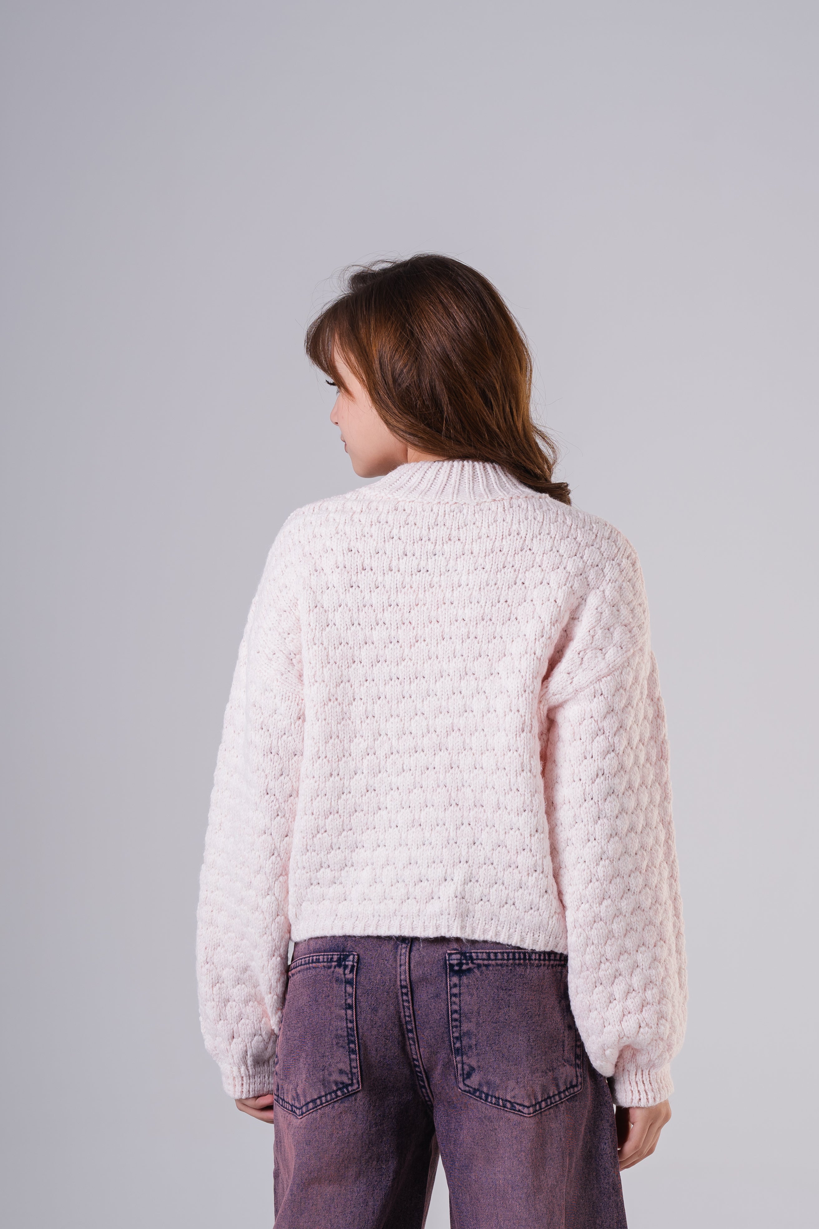 Girls' Textured Bubble Knit Sweater