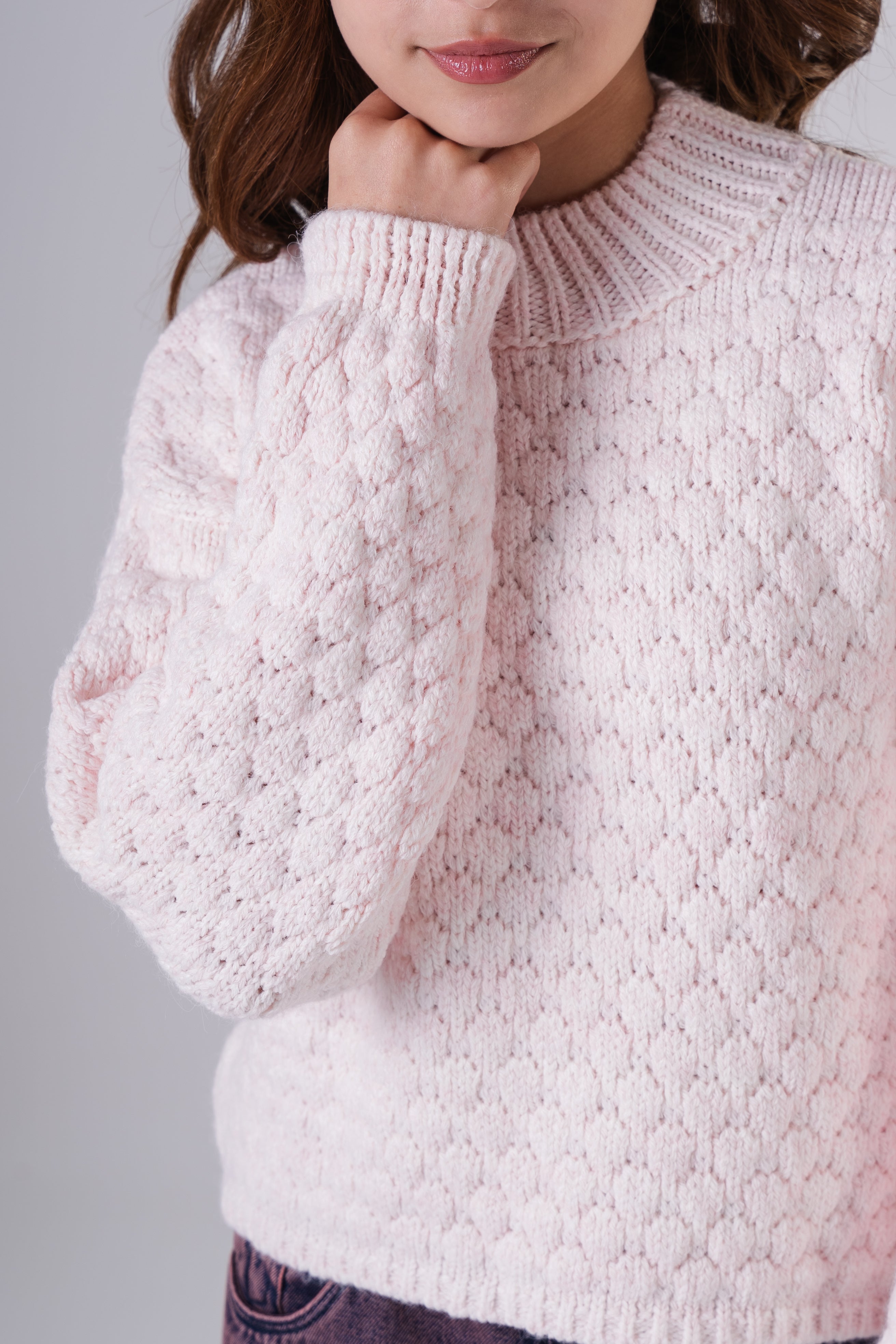 Girls' Textured Bubble Knit Sweater
