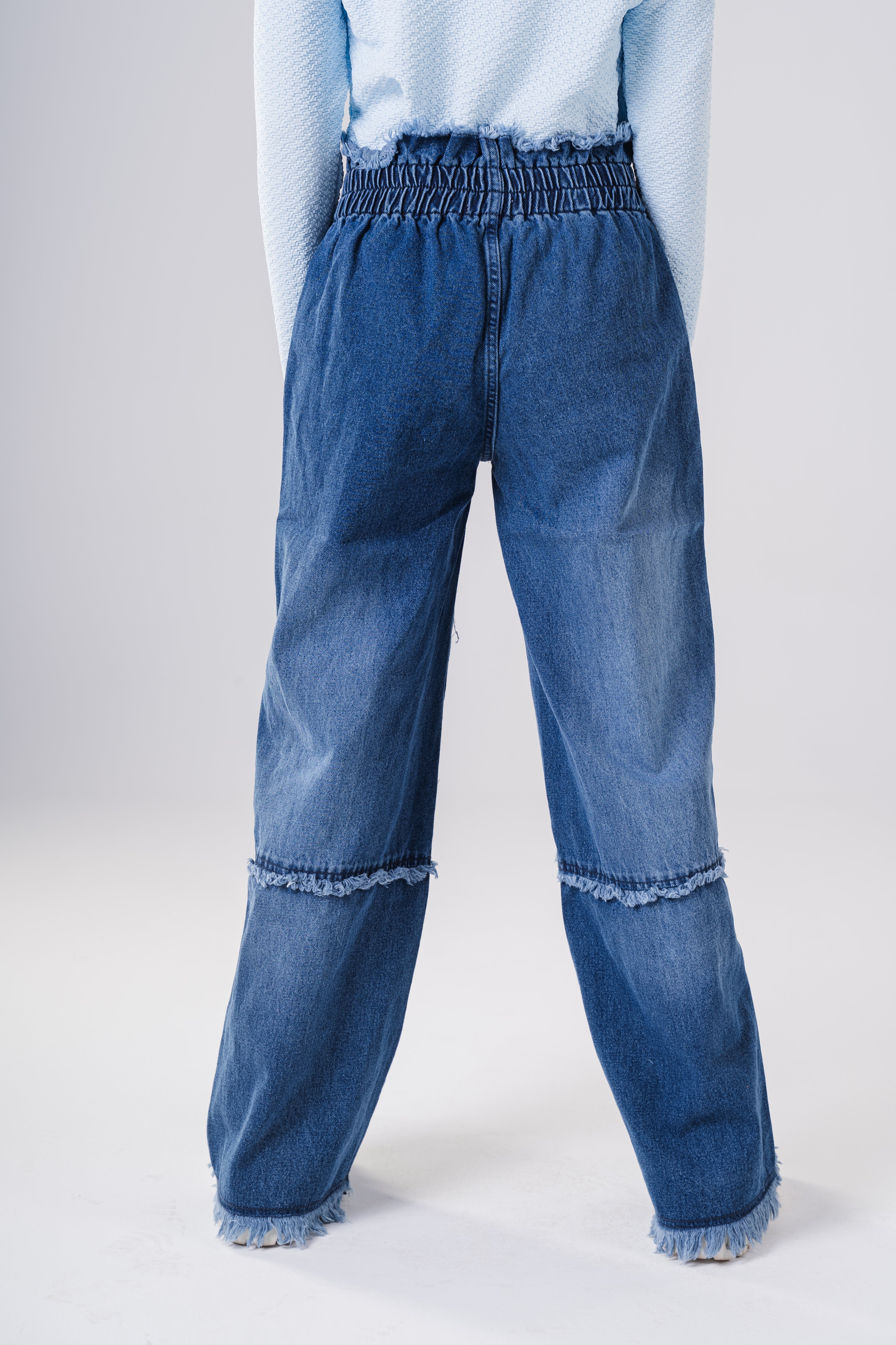 Girls Comfort-Fit Elastic Waist Denim Trousers