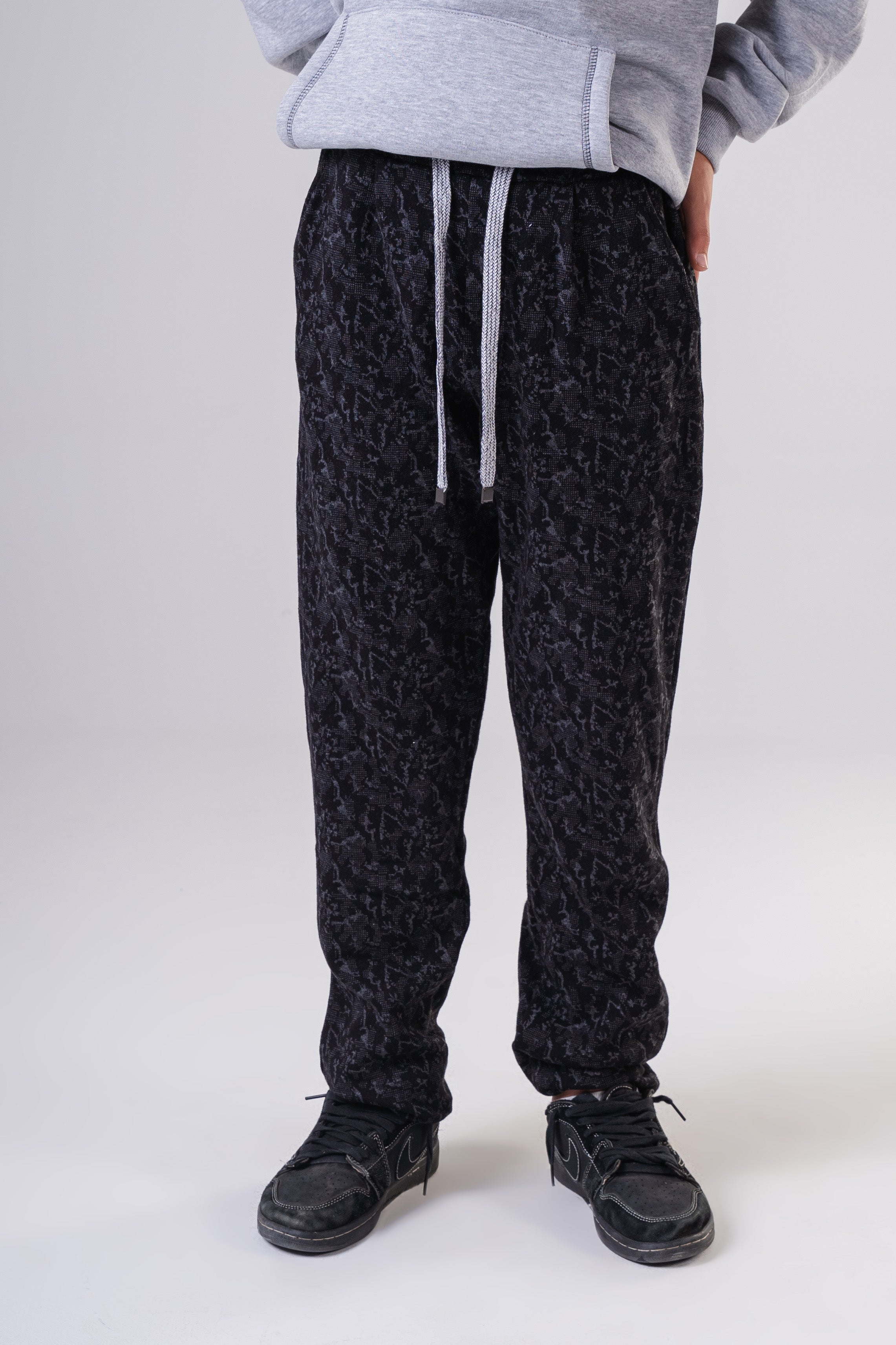Boy's Patterned Fleece Sweatpants with Drawstring Waist