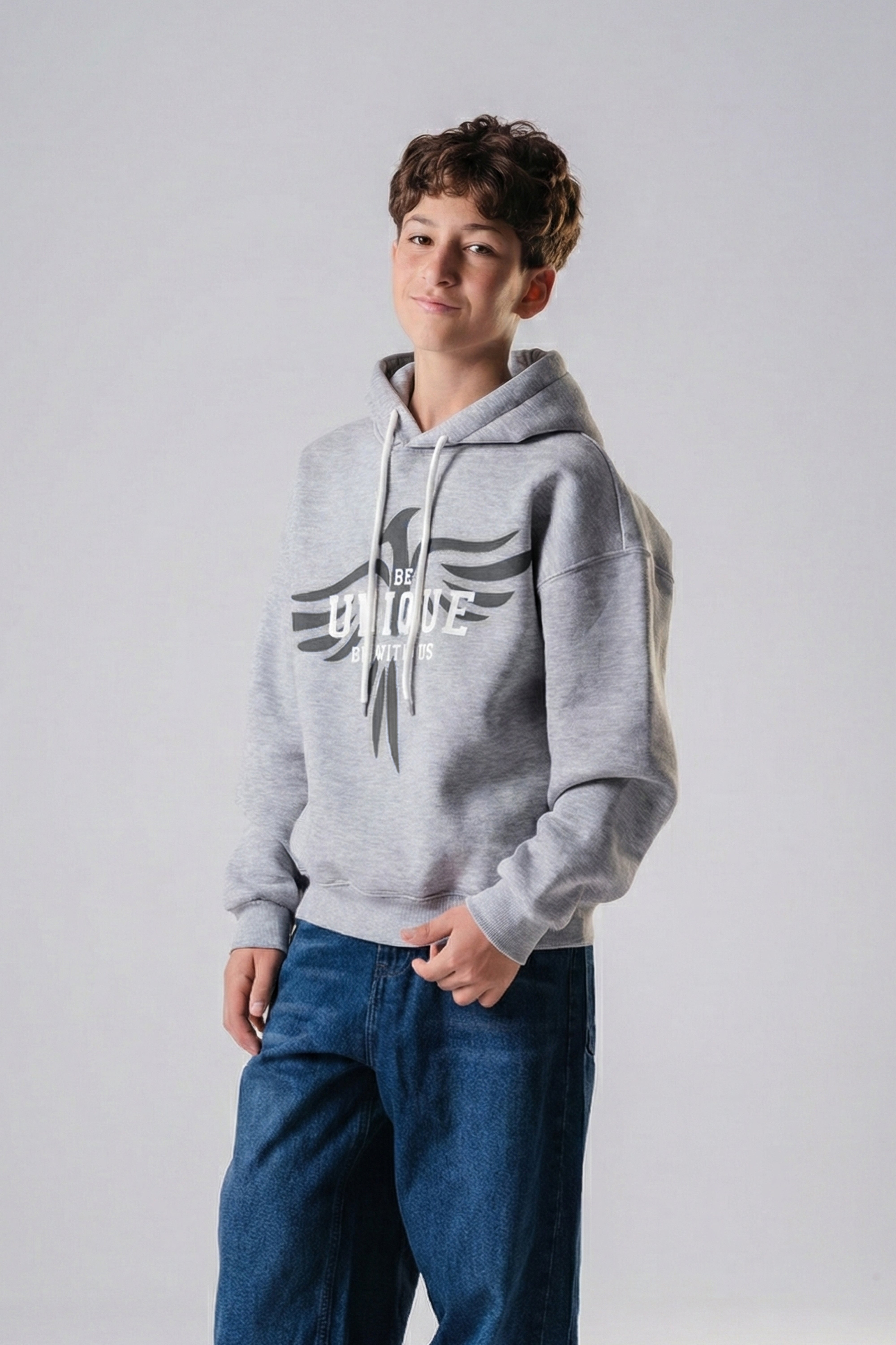 Oversized Hoodie with Eagle Graphic For Boys