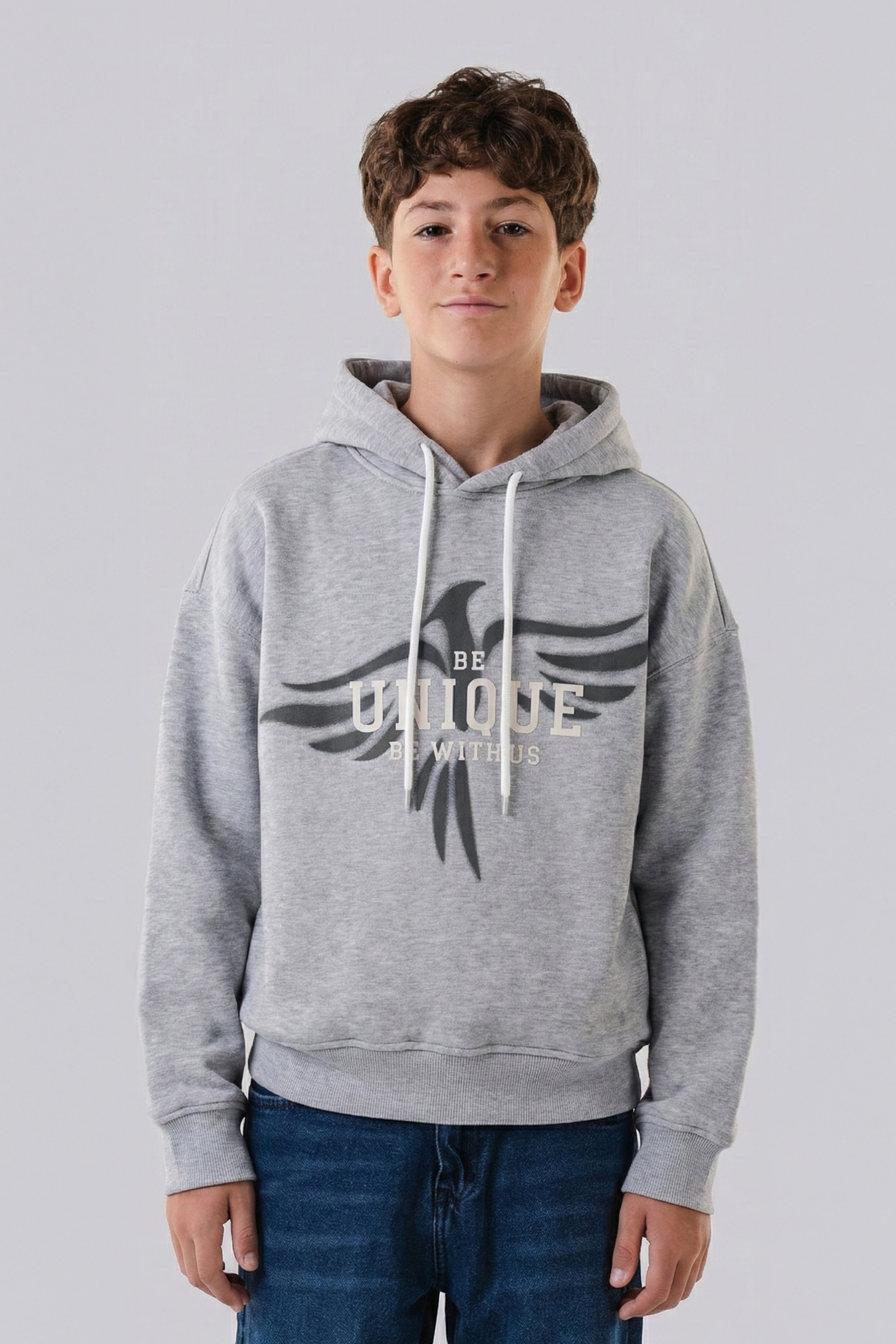 Oversized Hoodie with Eagle Graphic For Boys